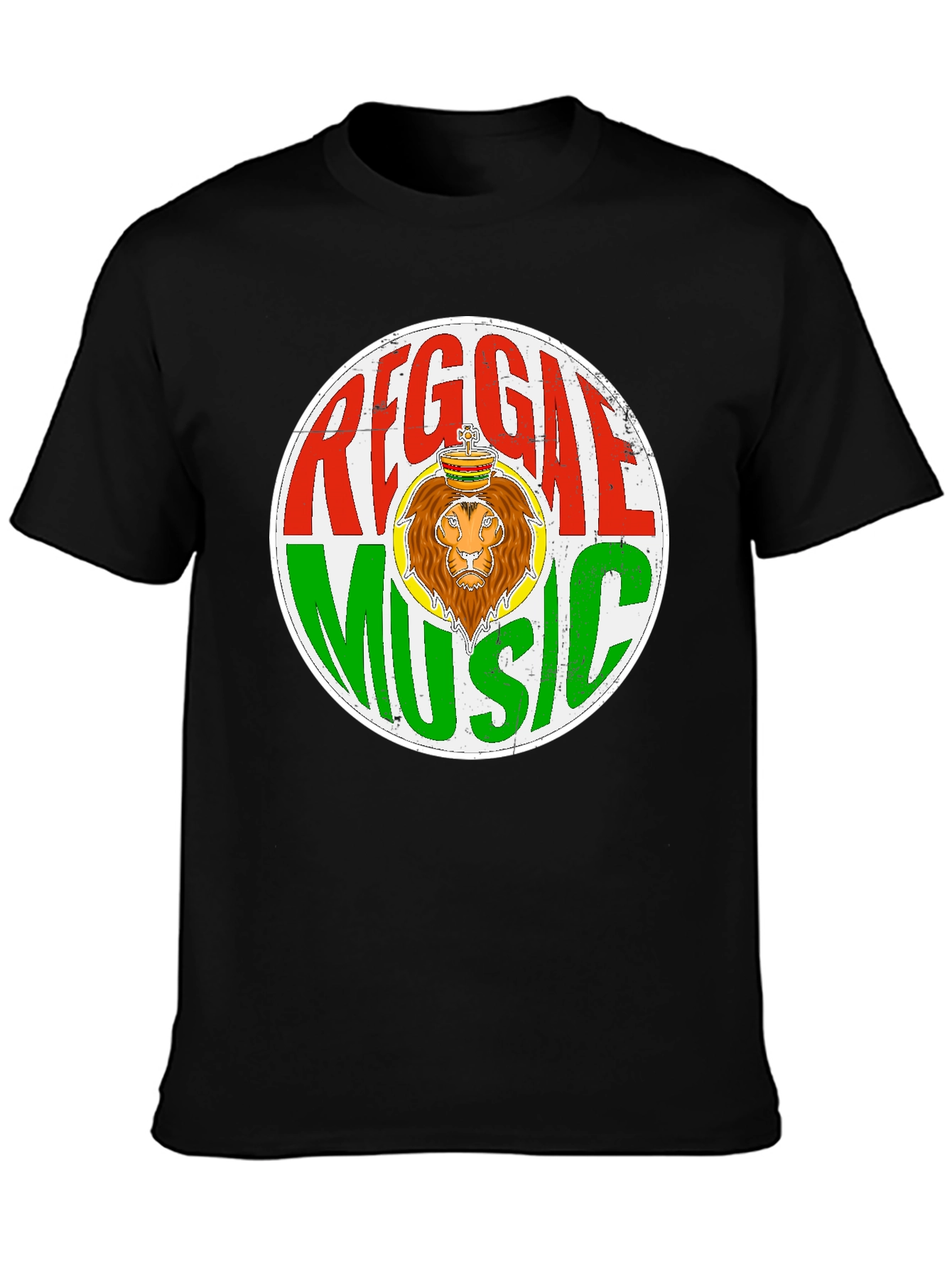 Black Reggae Music Lion Graphic T-Shirt view 3