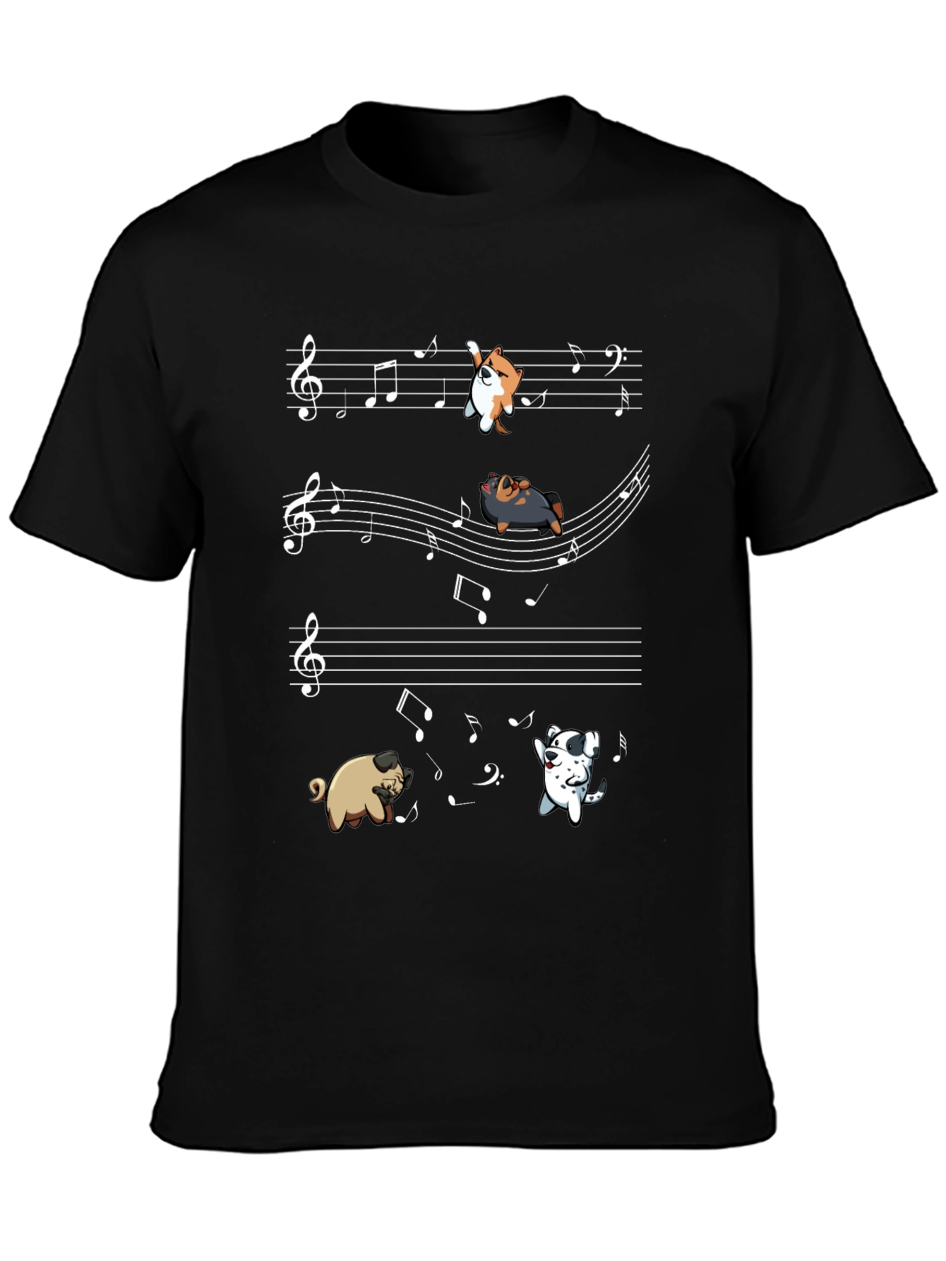 Black Dog Musical Notes T-Shirt view 3