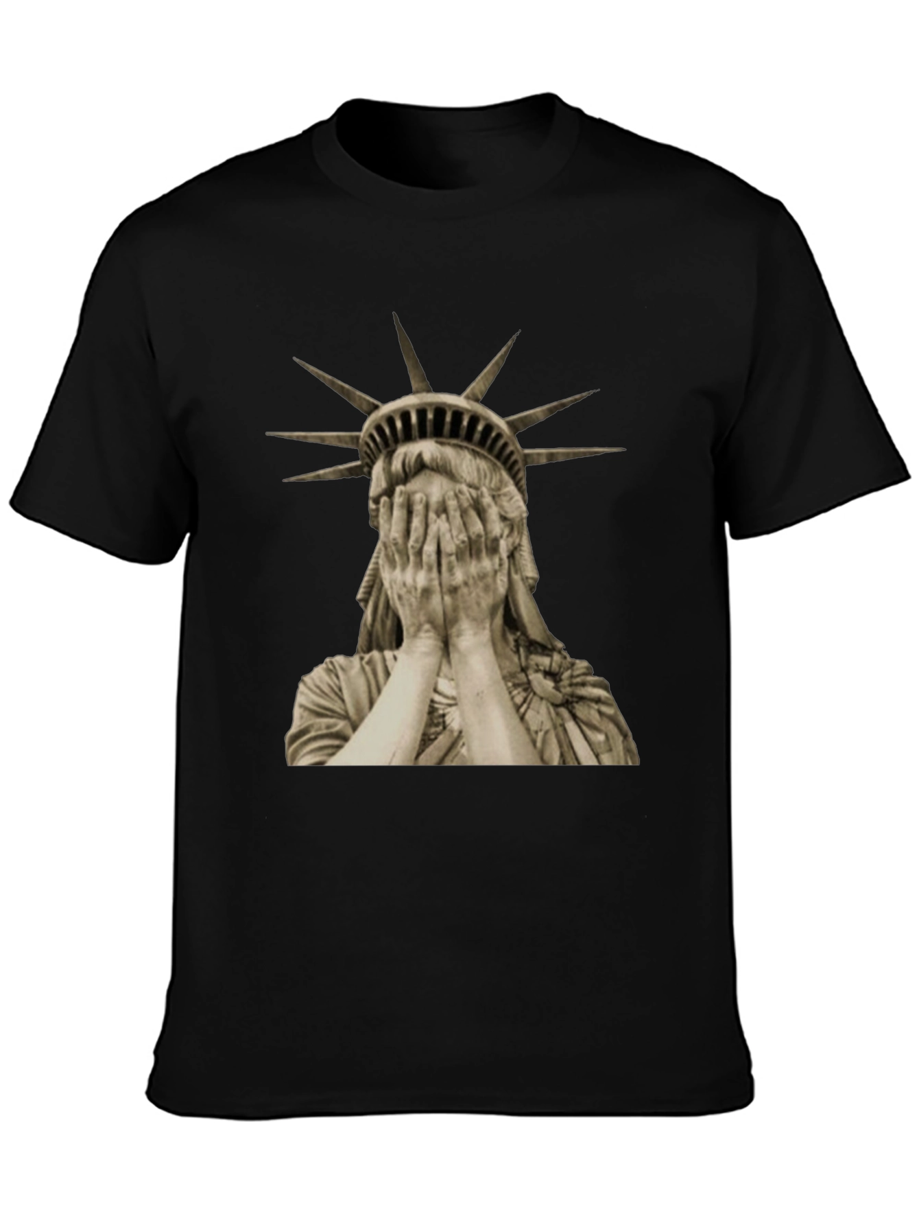 Black Statue of Liberty Crying Graphic Tee view 3