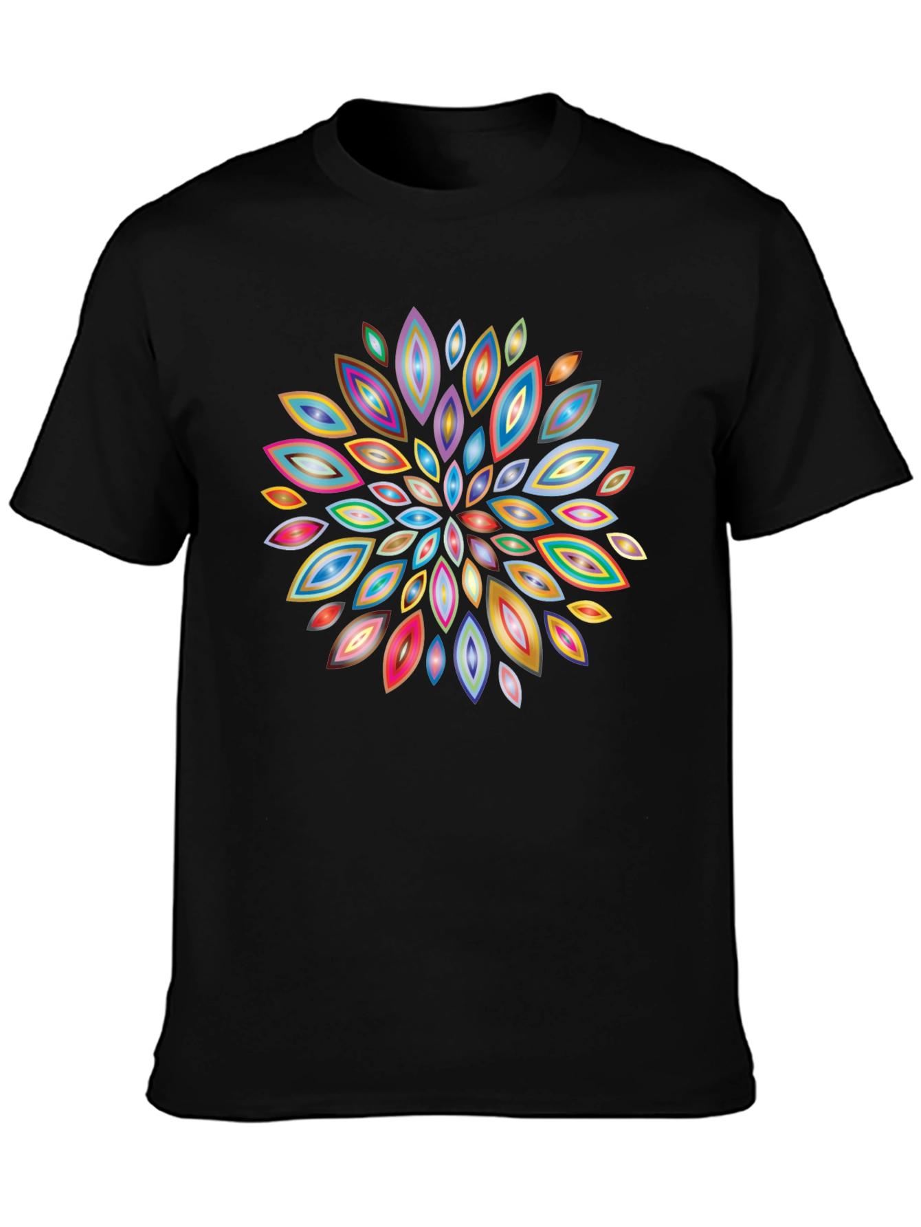 Black Abstract Floral Burst Graphic T-Shirt view 3
