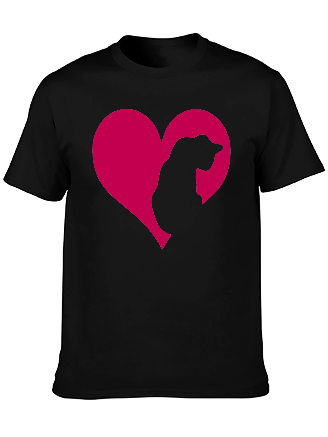 Black Cat Heart Tee - Adorable Feline Love T-Shirt view 3