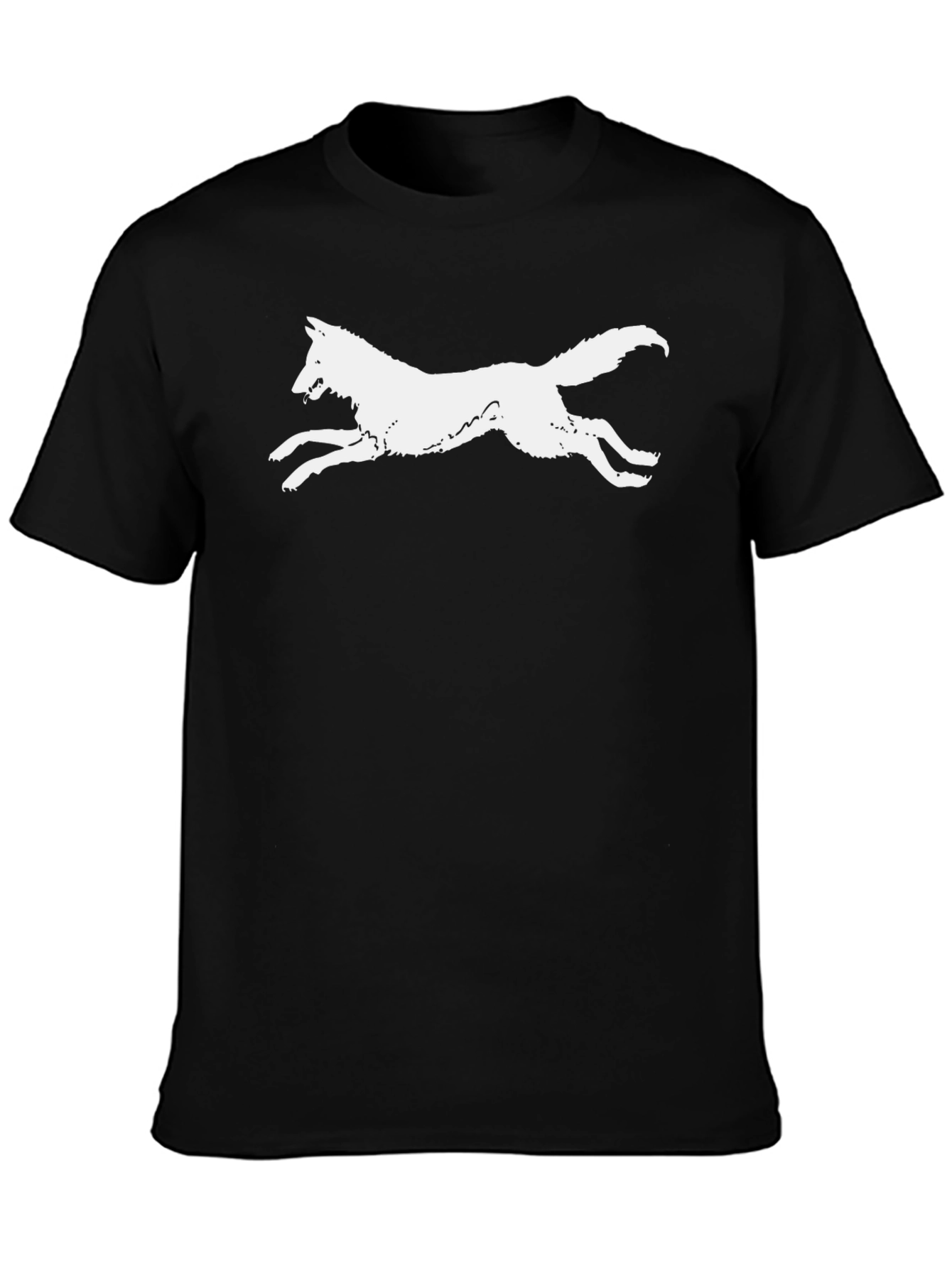 Black White Wolf Graphic Black T-Shirt view 3