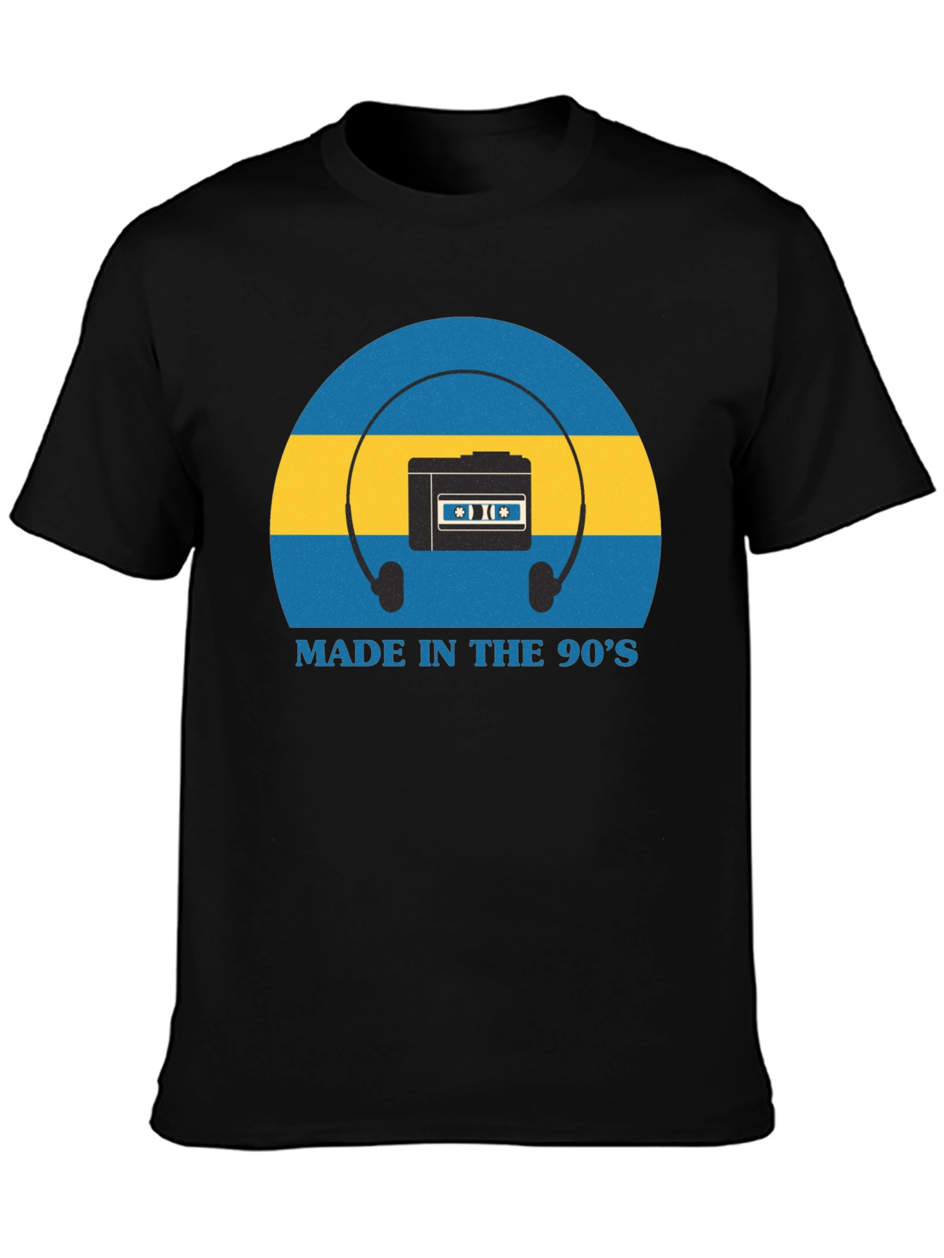 Black Retro 90s Cassette Player T-Shirt view 3