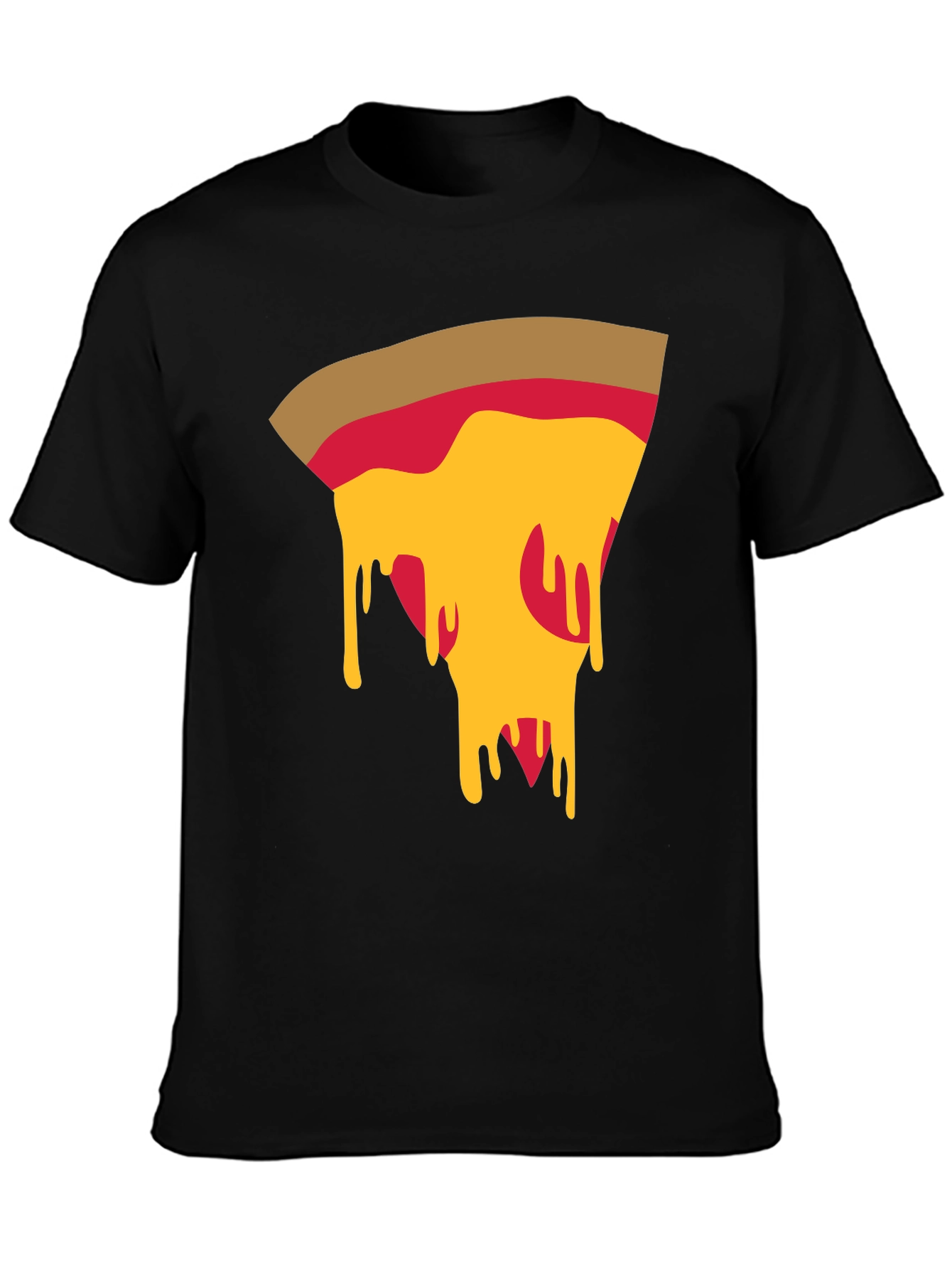 Black Pizza Slice Graphic Tee - Casual Black T-Shirt view 3