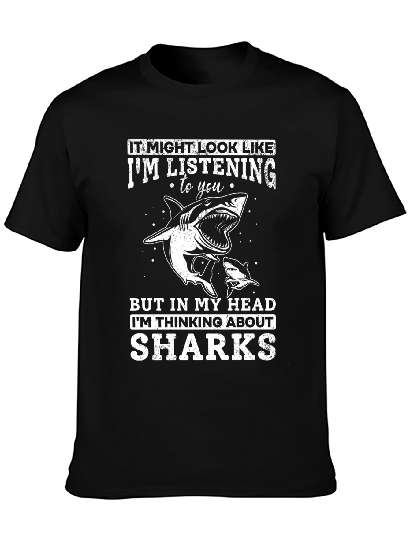 Black Shark Lover T-Shirt - Listening vs. Thinking view 3