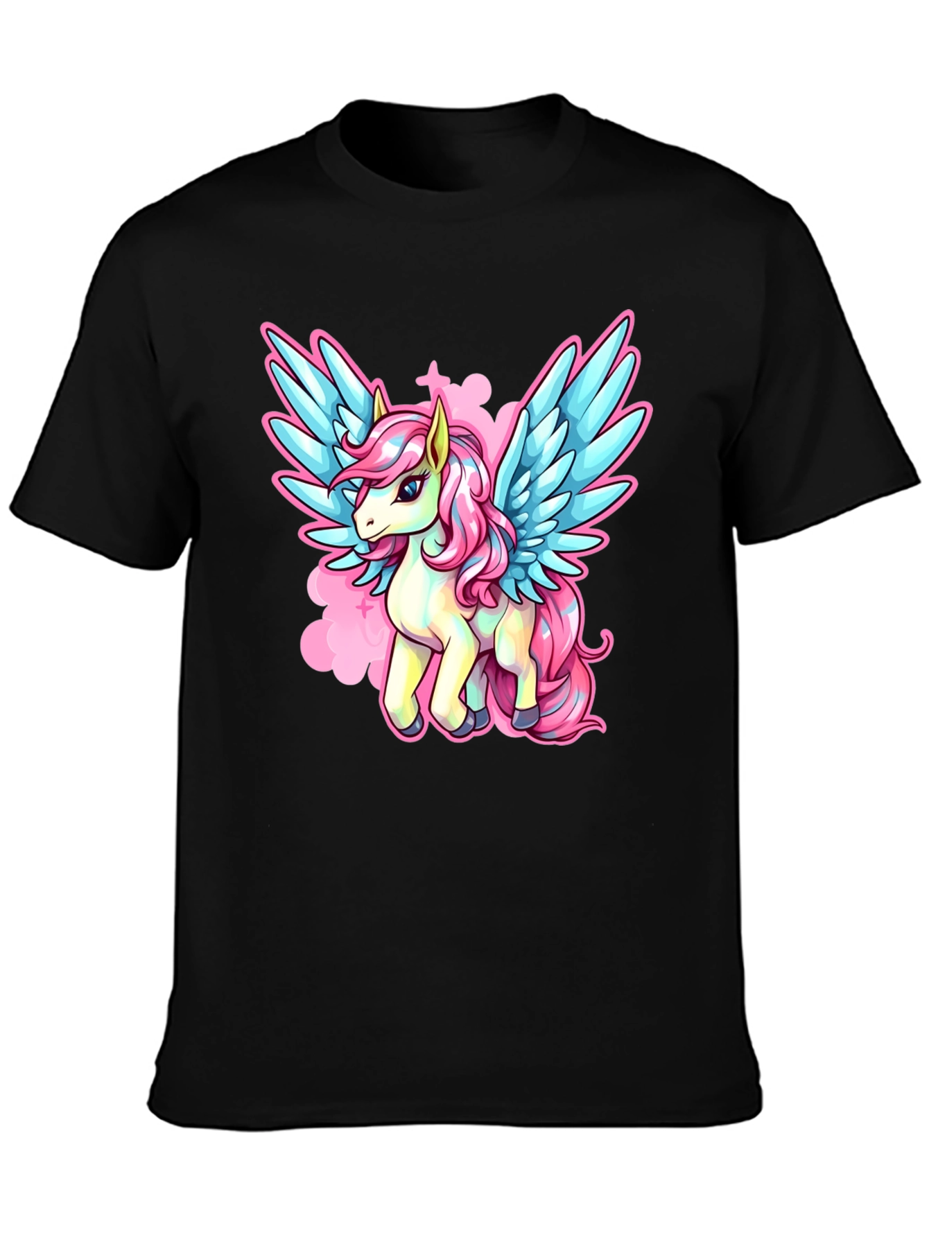 Black Unicorn Pegasus Graphic T-Shirt view 3