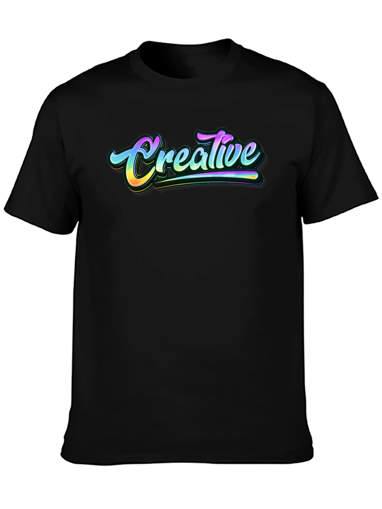 Black Creative Graphic T-Shirt - Black Cotton Tee view 3
