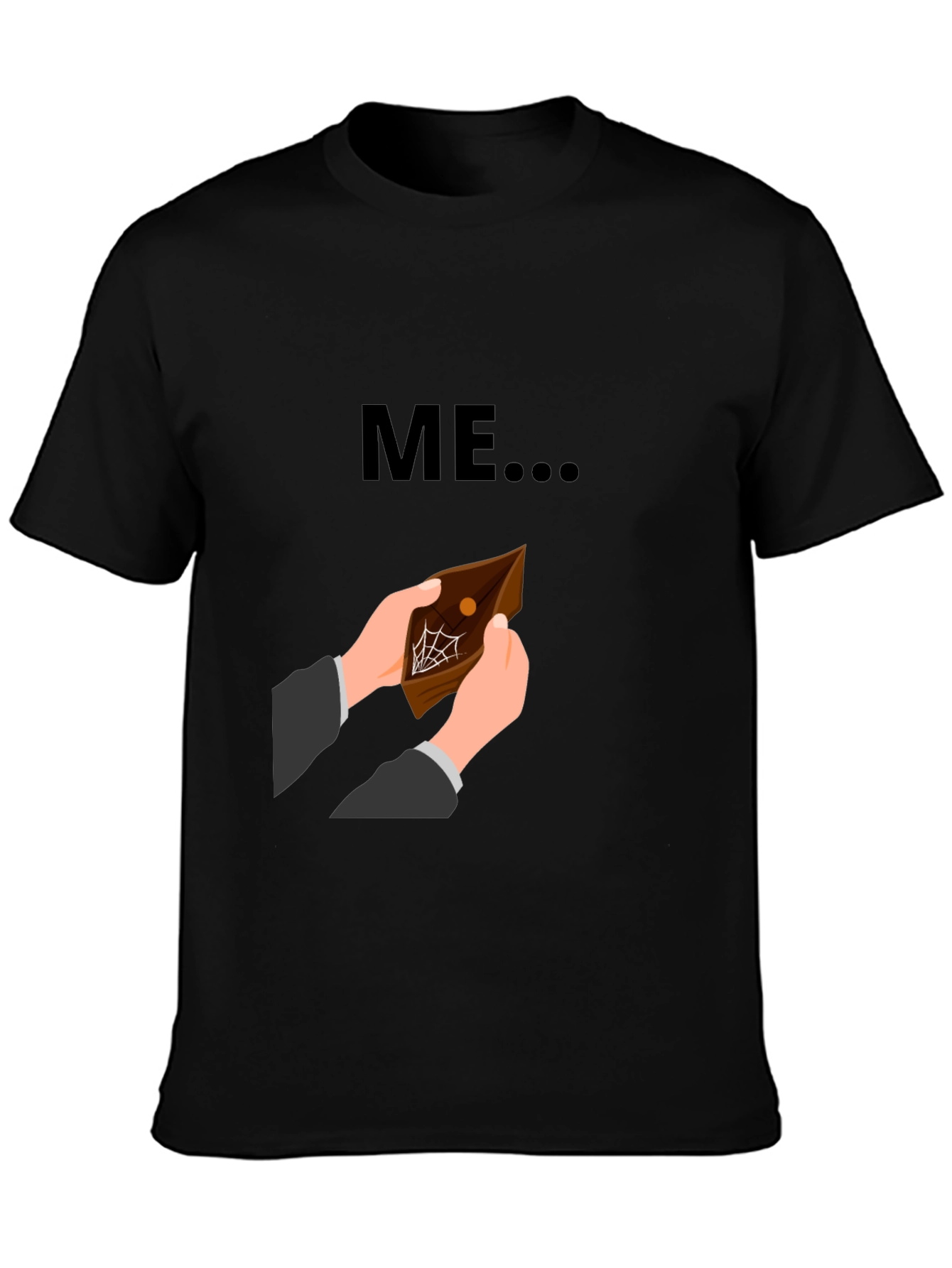Black Funny 'ME' Empty Wallet Graphic T-Shirt view 3