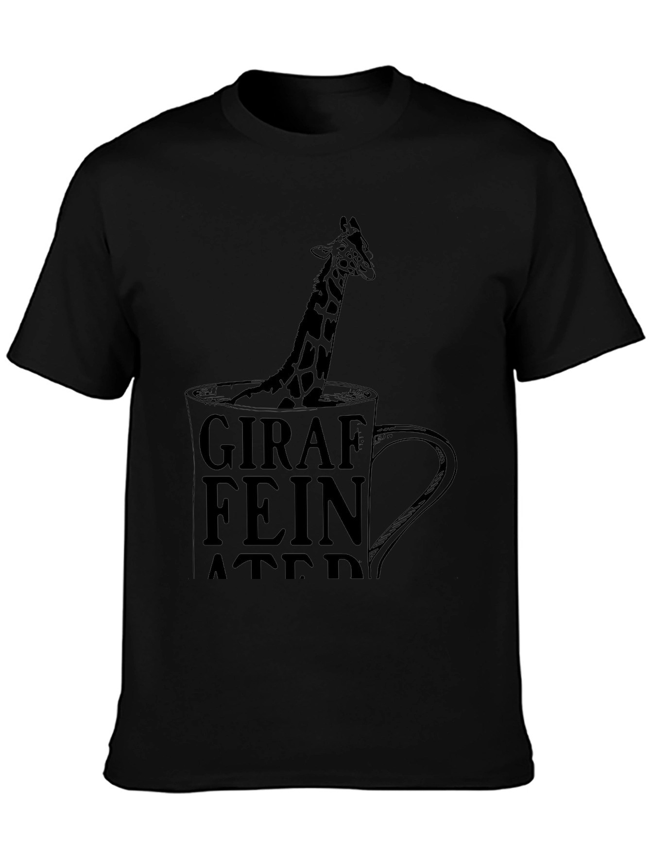 Black Giraffeinated Black T-Shirt - Quirky Coffee Lover Tee view 3