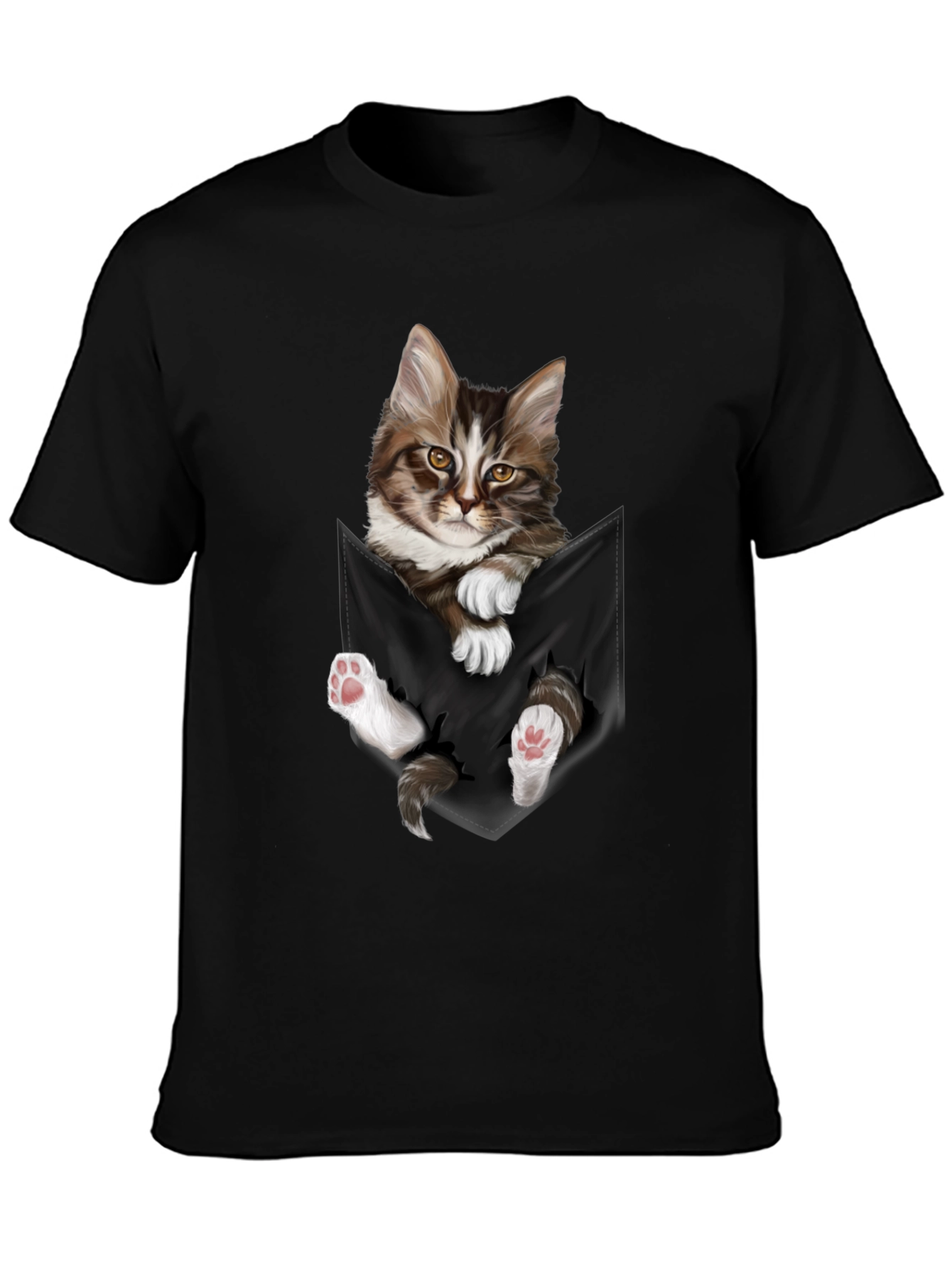Black Cat Pocket T-Shirt - Novelty Animal Tee view 3