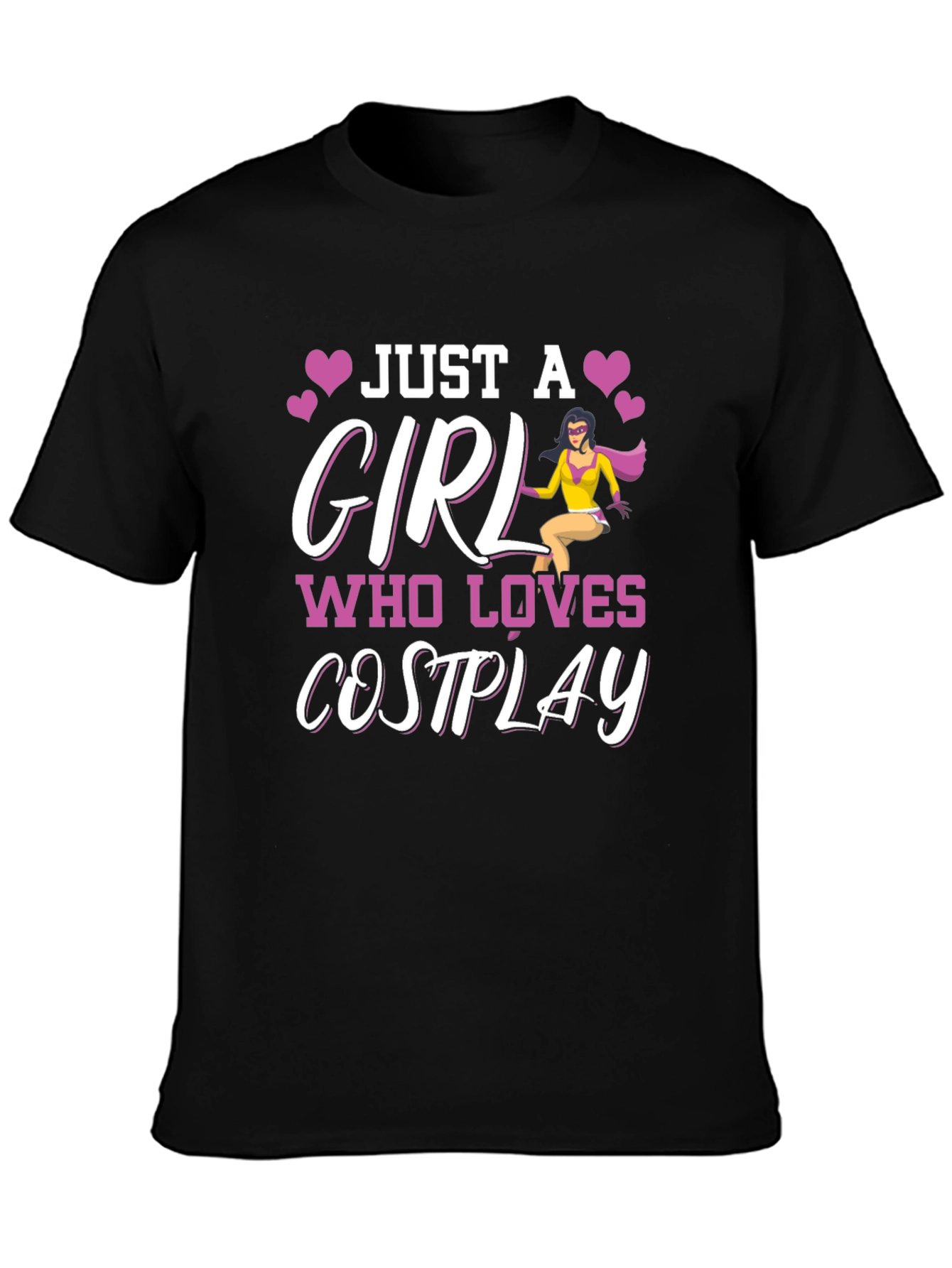 Black Just a Girl Who Loves Cosplay T-Shirt view 3