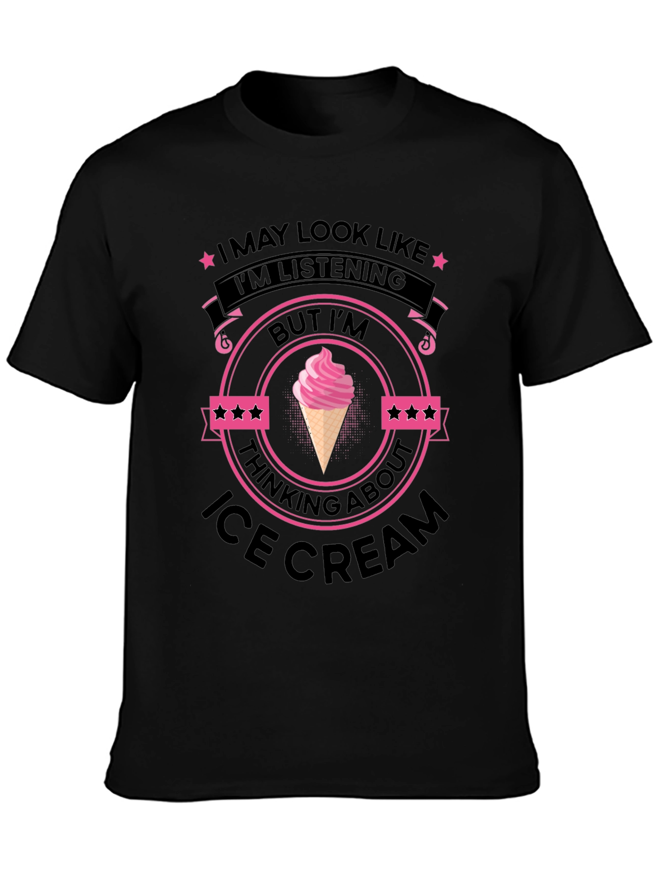 Black Ice Cream Minded Black T-Shirt view 3