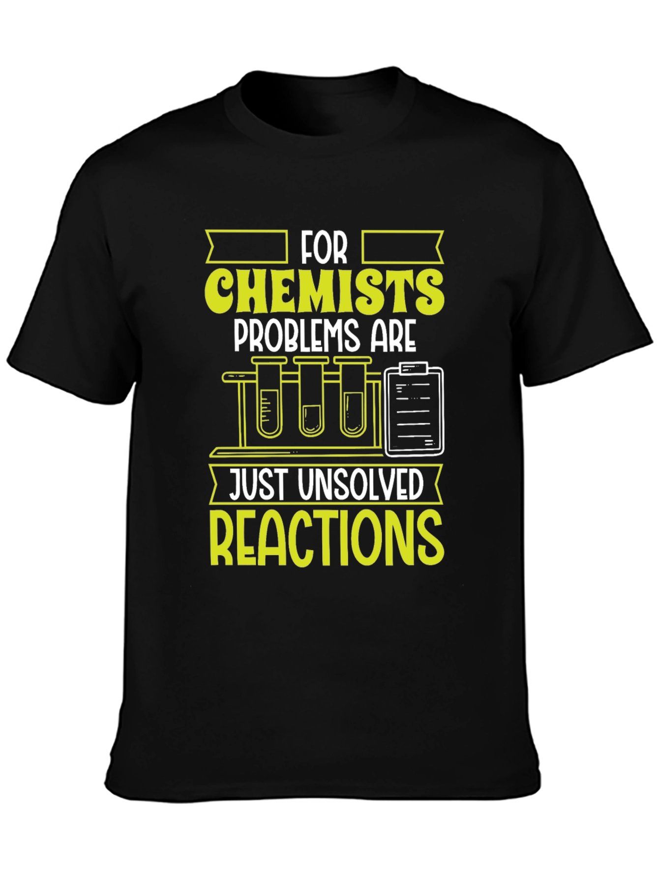 Black Chemist T-Shirt: Unsolved Reactions Science Tee view 3