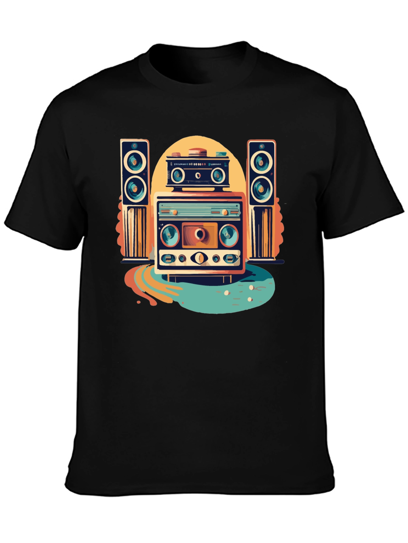 Black Retro Music Graphic Tee view 3