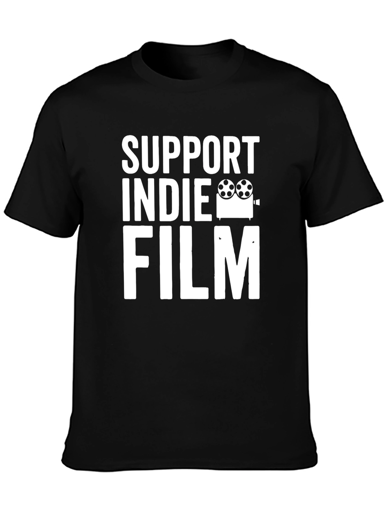 Black Support Indie Film Graphic Tee - Black Cotton T-Shirt view 3