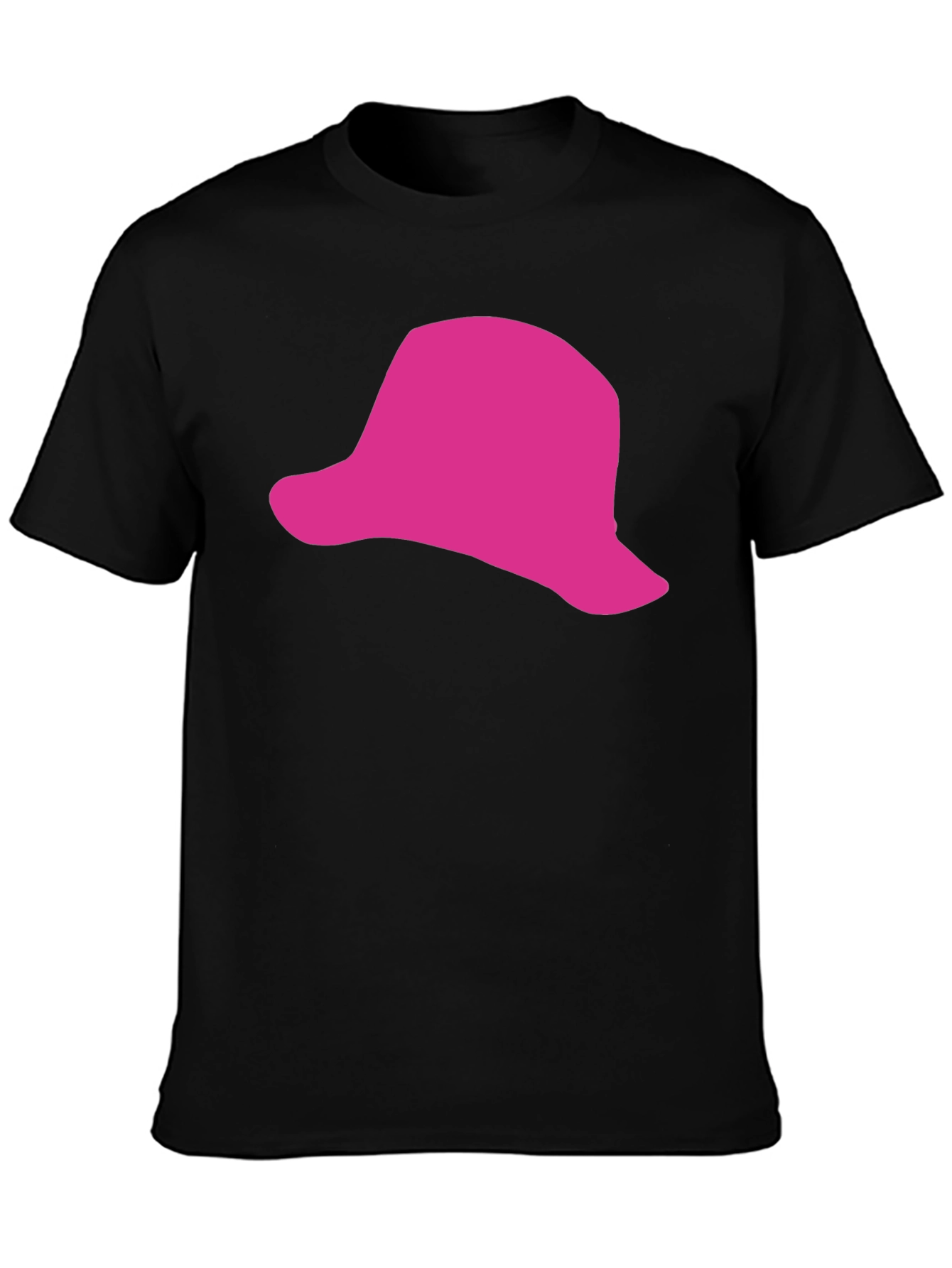 Black Pink Hat Graphic Black T-Shirt - Casual Style view 3