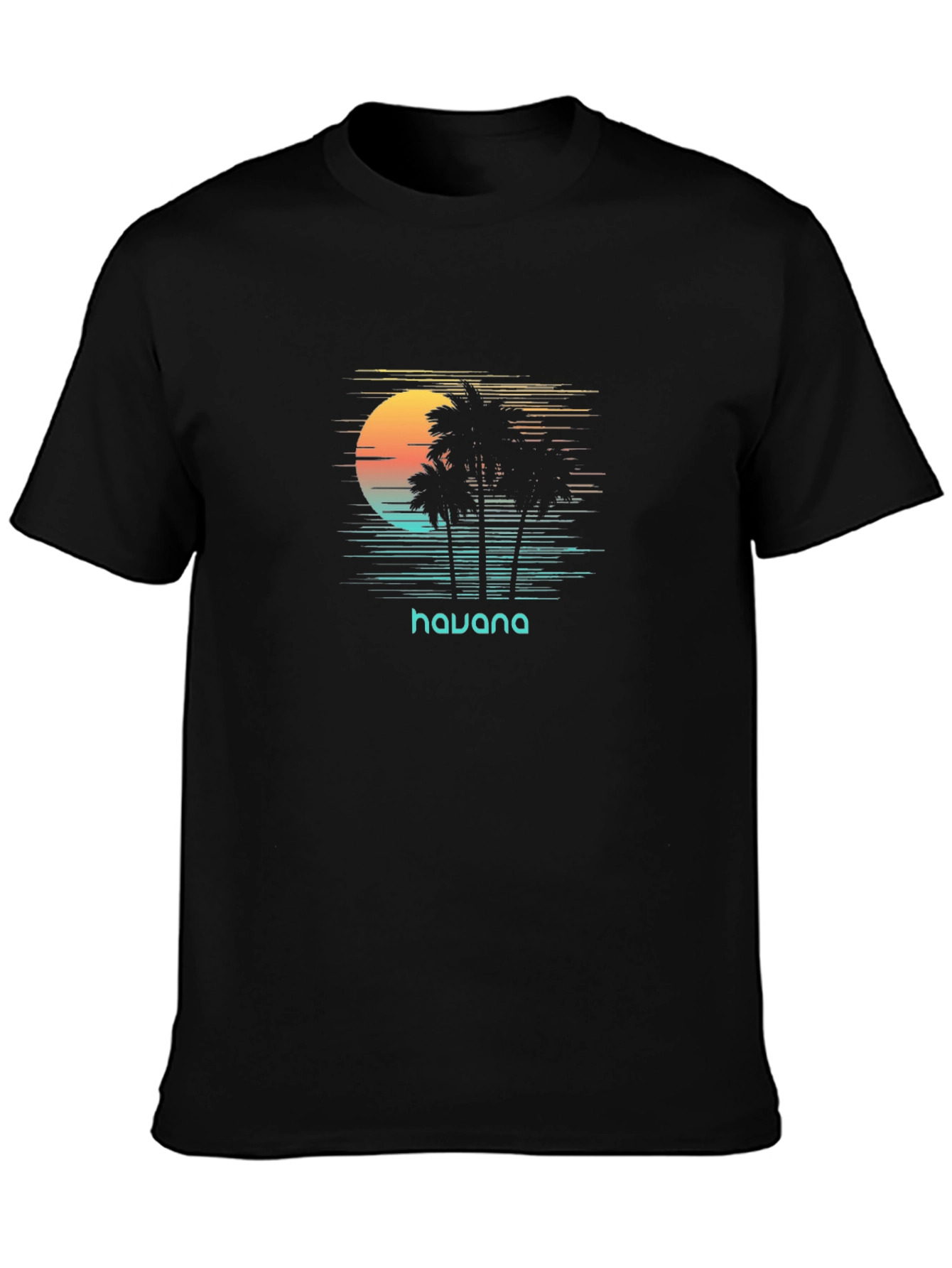 Black Retro Havana Palm Tree Graphic T-Shirt view 3