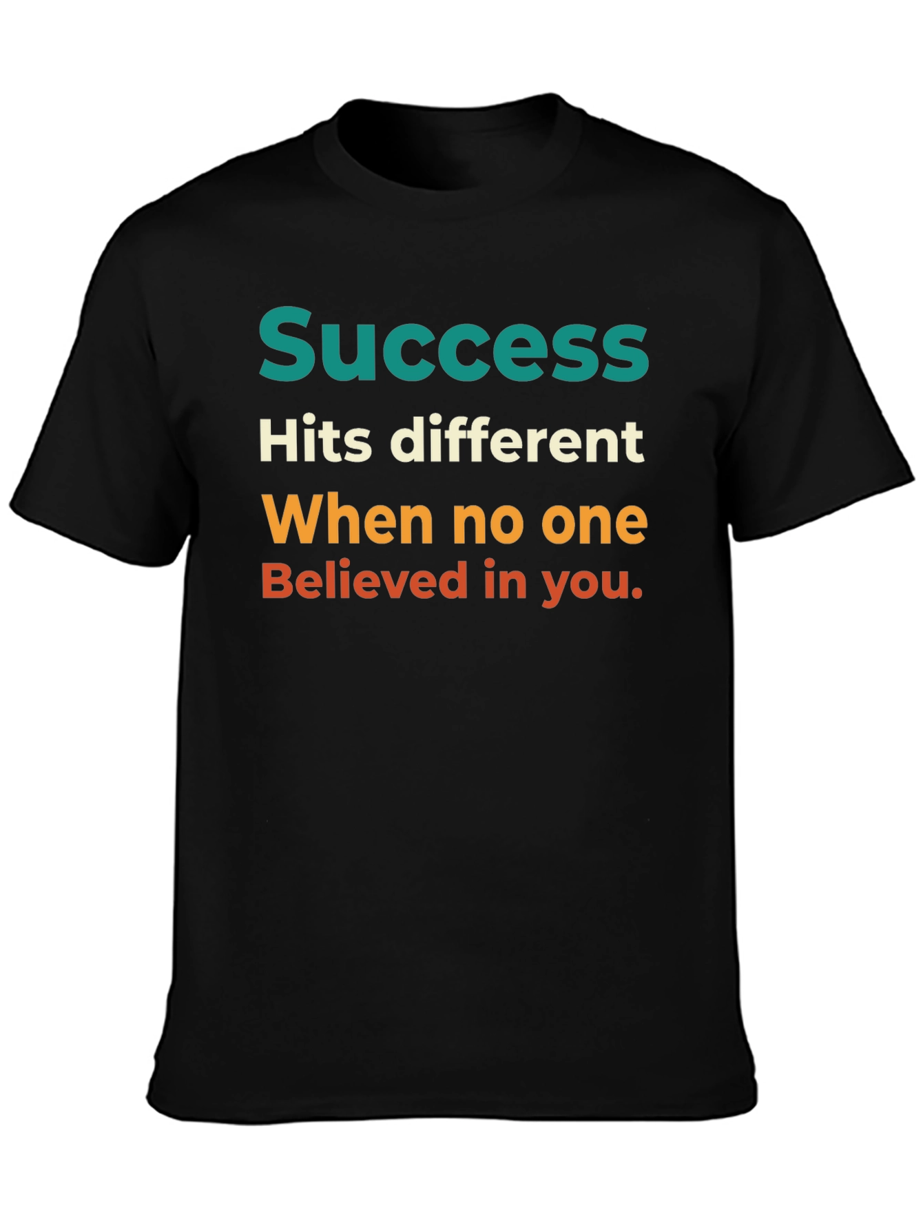 Black Success Motivational Graphic T-Shirt view 3