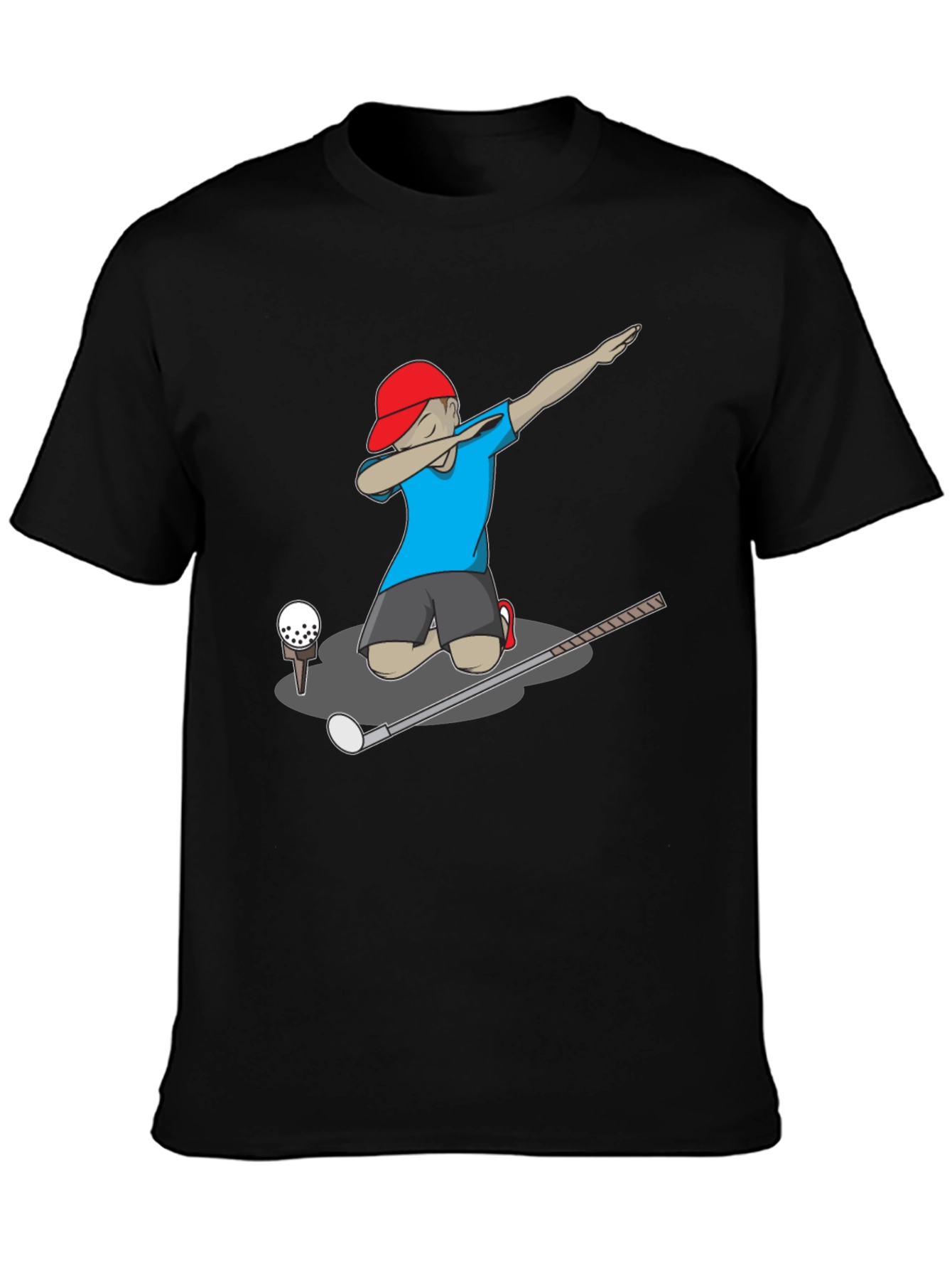 Black Dabbing Golfer Graphic T-Shirt view 3
