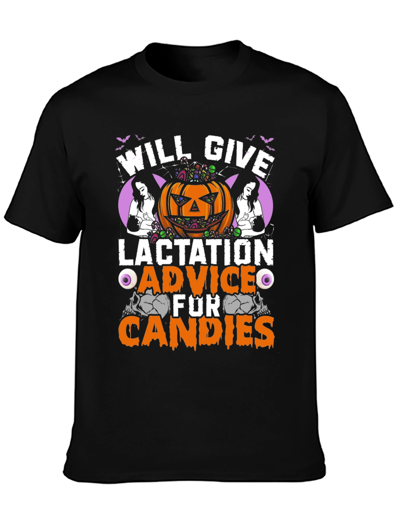 Black Lactation Advice for Candies Halloween T-Shirt view 3