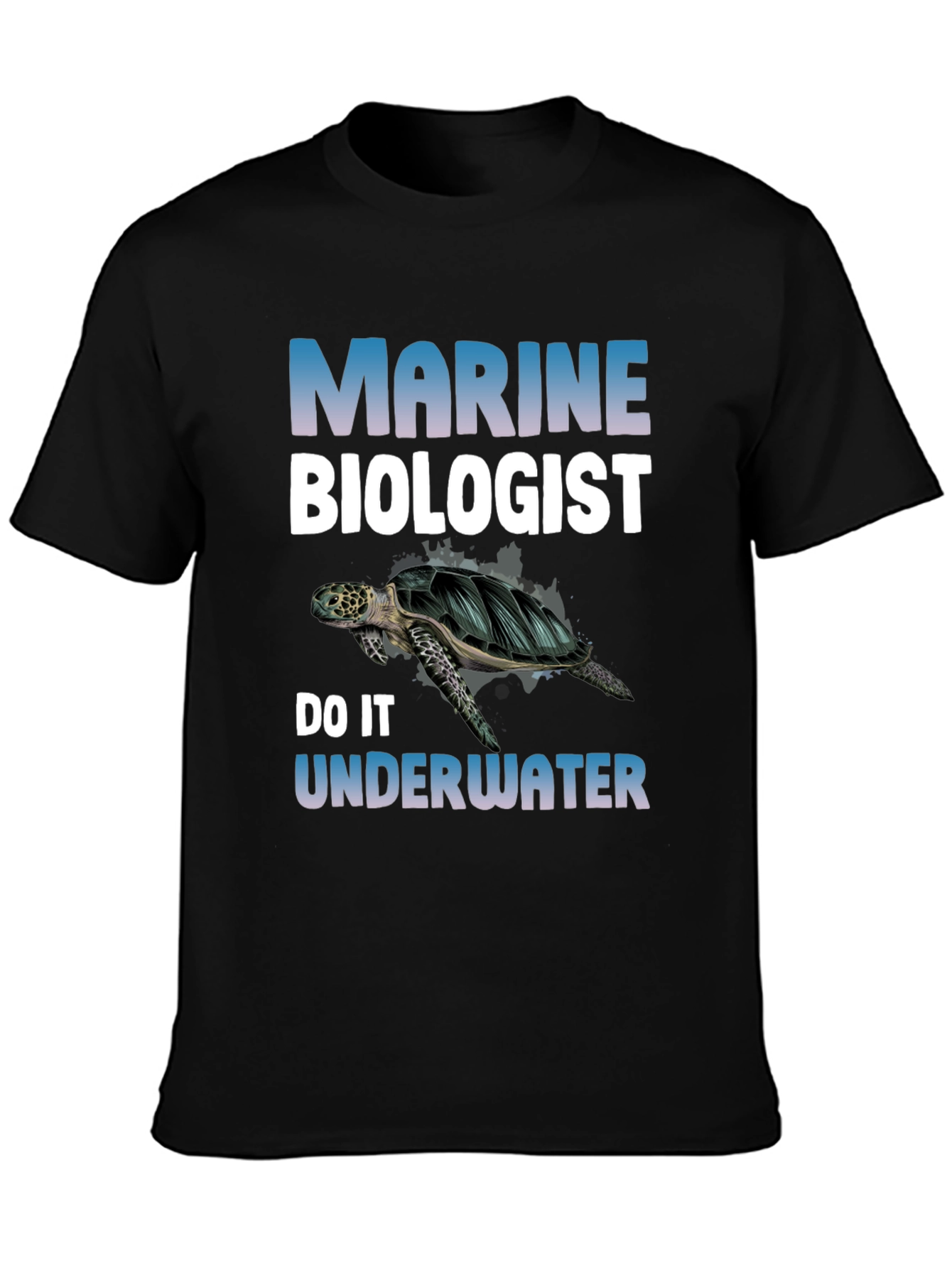 Black Marine Biologist Turtle Graphic Tee view 3