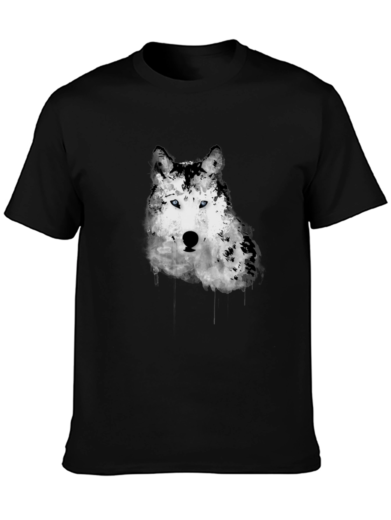 Black Wolf Graphic Print Men's Black T-Shirt view 3