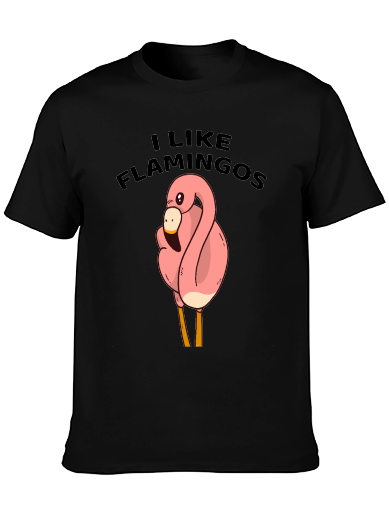 Black I Like Flamingos Black T-Shirt view 3