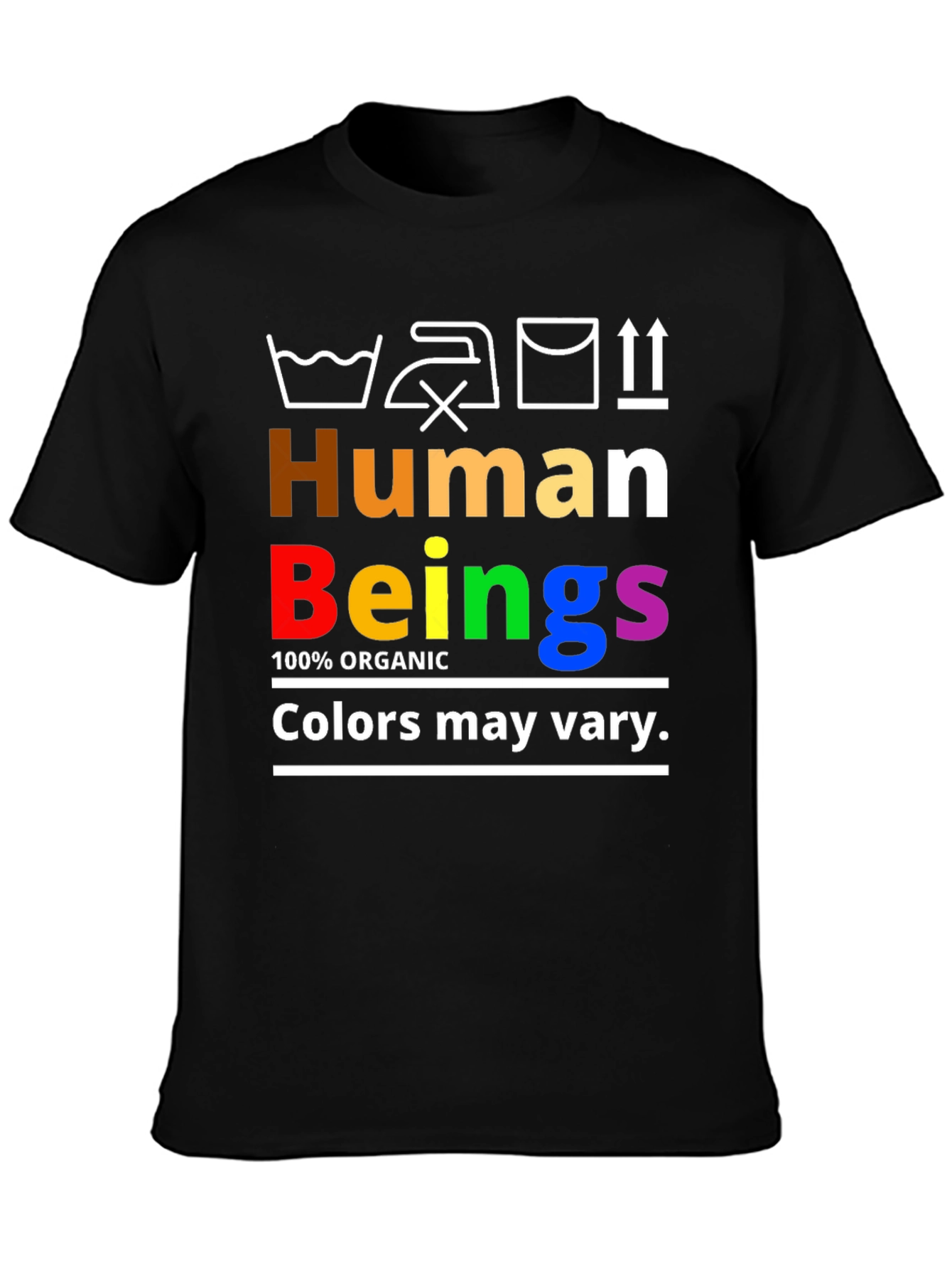 Black Human Beings Organic Rainbow Pride T-Shirt view 3