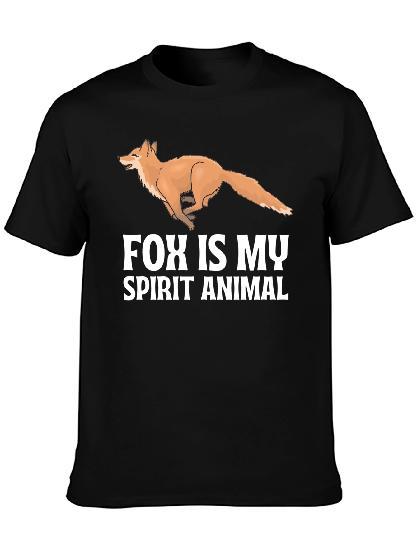 Black Fox Spirit Animal Black T-Shirt view 3