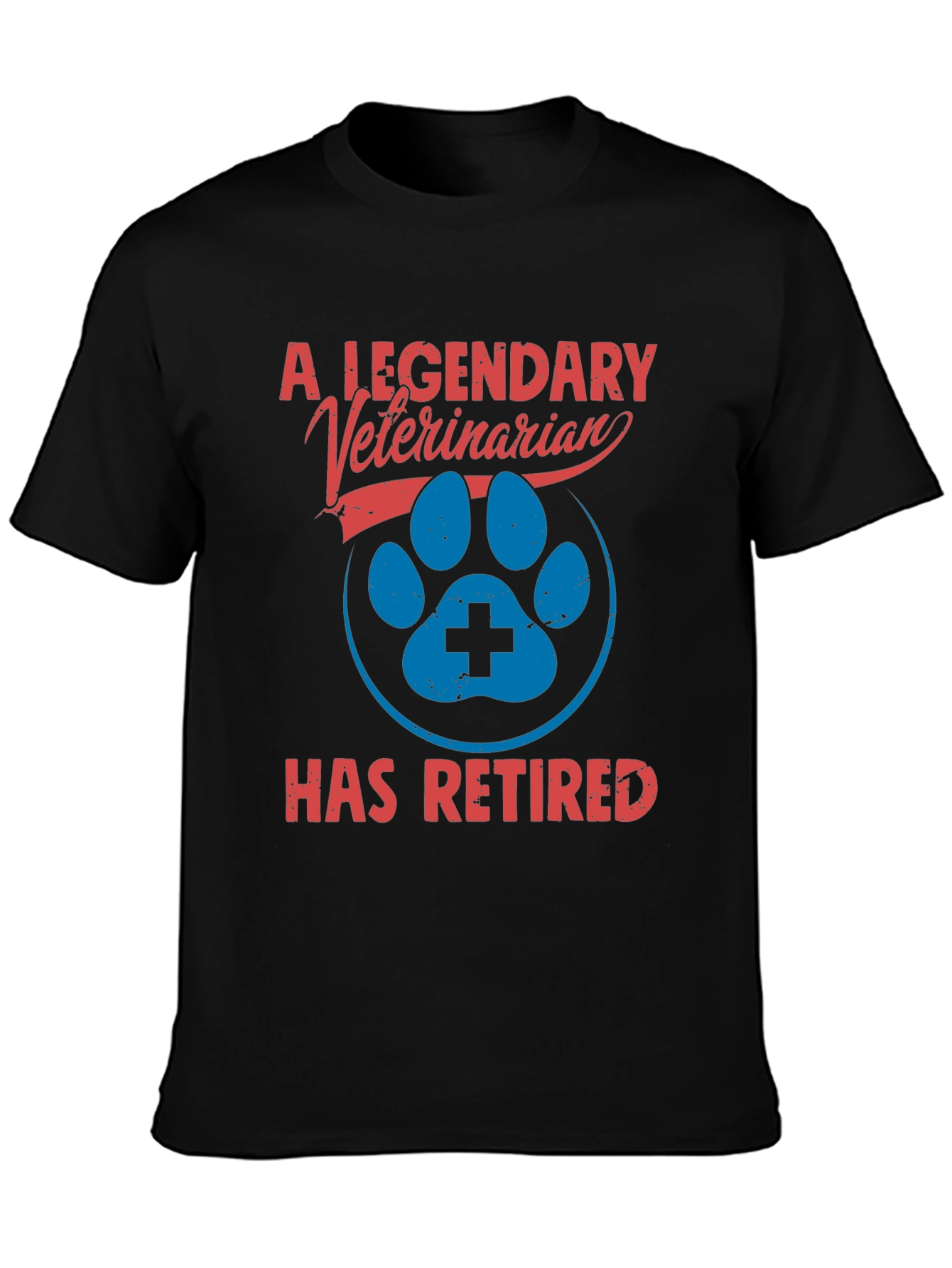 Black Legendary Veterinarian Retired T-Shirt view 3