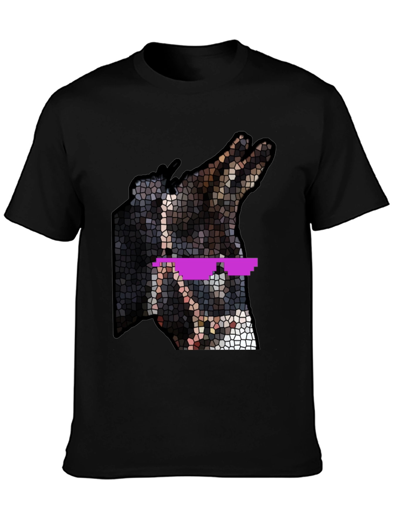 Black Cool Dog Mosaic T-Shirt view 3