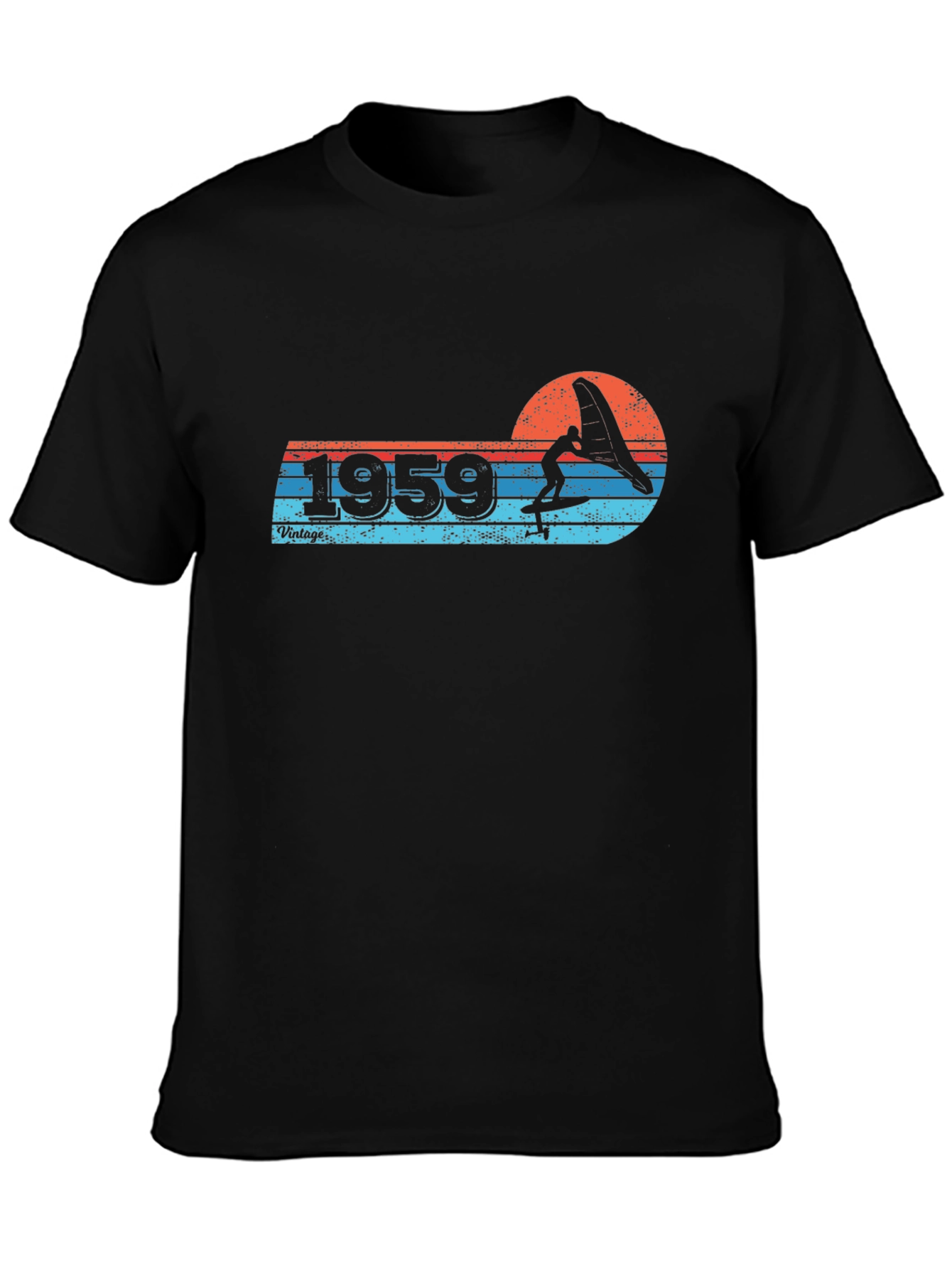 Black Vintage 1959 Windsurfing T-Shirt Retro Style view 3
