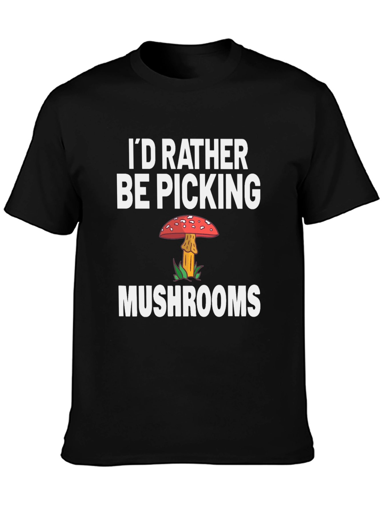 Black Mushroom Picker Graphic Tee - Novelty Shirt view 3