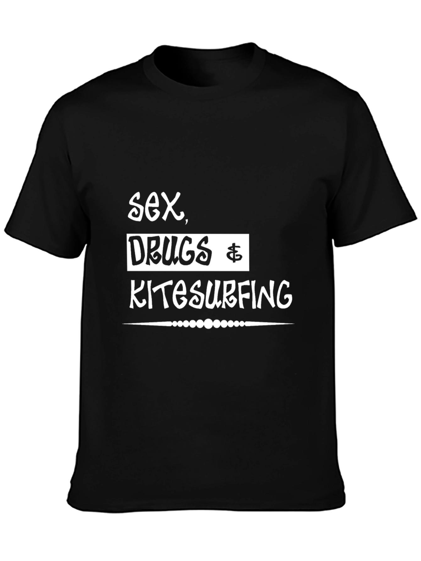 Black Sex Drugs Kitesurfing Graphic T-Shirt view 3
