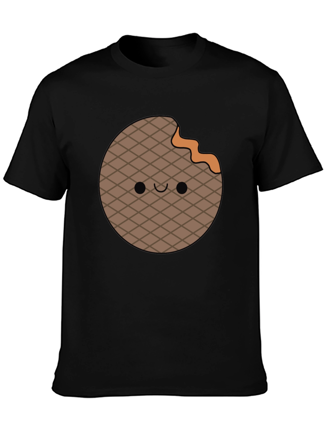 Black Cute Waffle Bite T-Shirt - Fun Foodie Apparel view 3