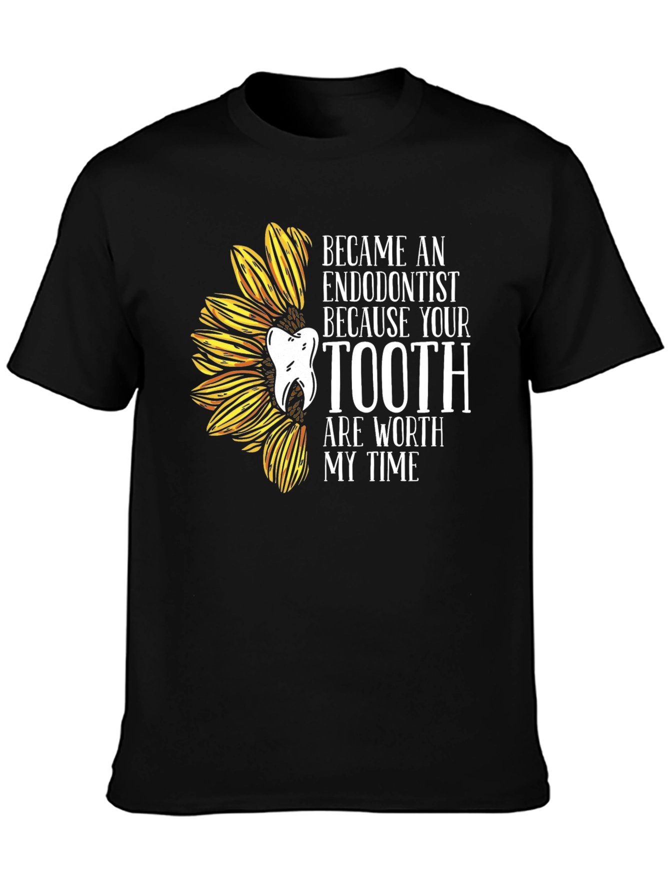 Black Endodontist Sunflower Graphic Tee view 3
