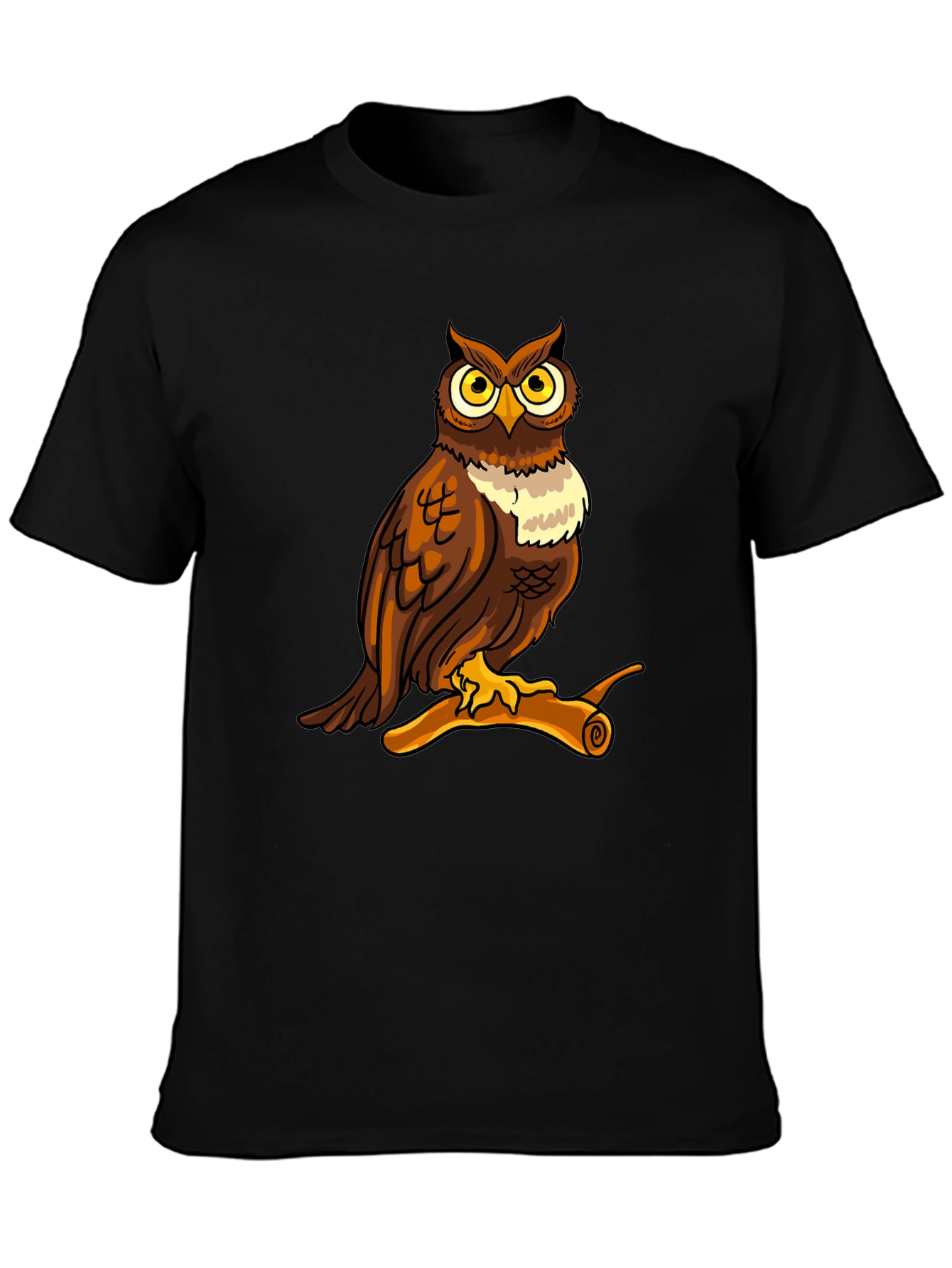 Black Owl Graphic Print Crew Neck T-Shirt view 3