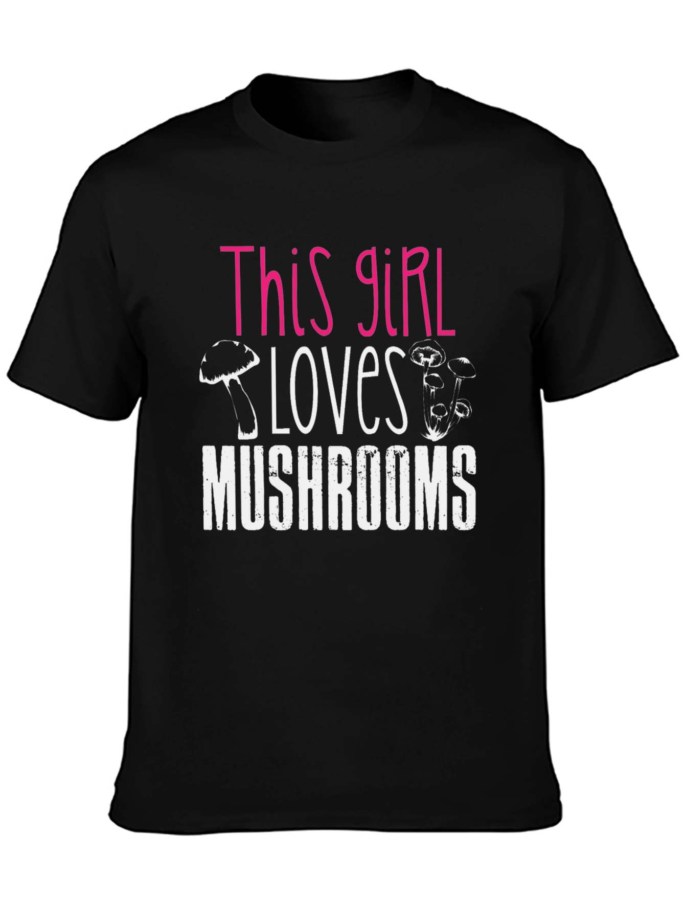 Black This Girl Loves Mushrooms Graphic T-Shirt view 3