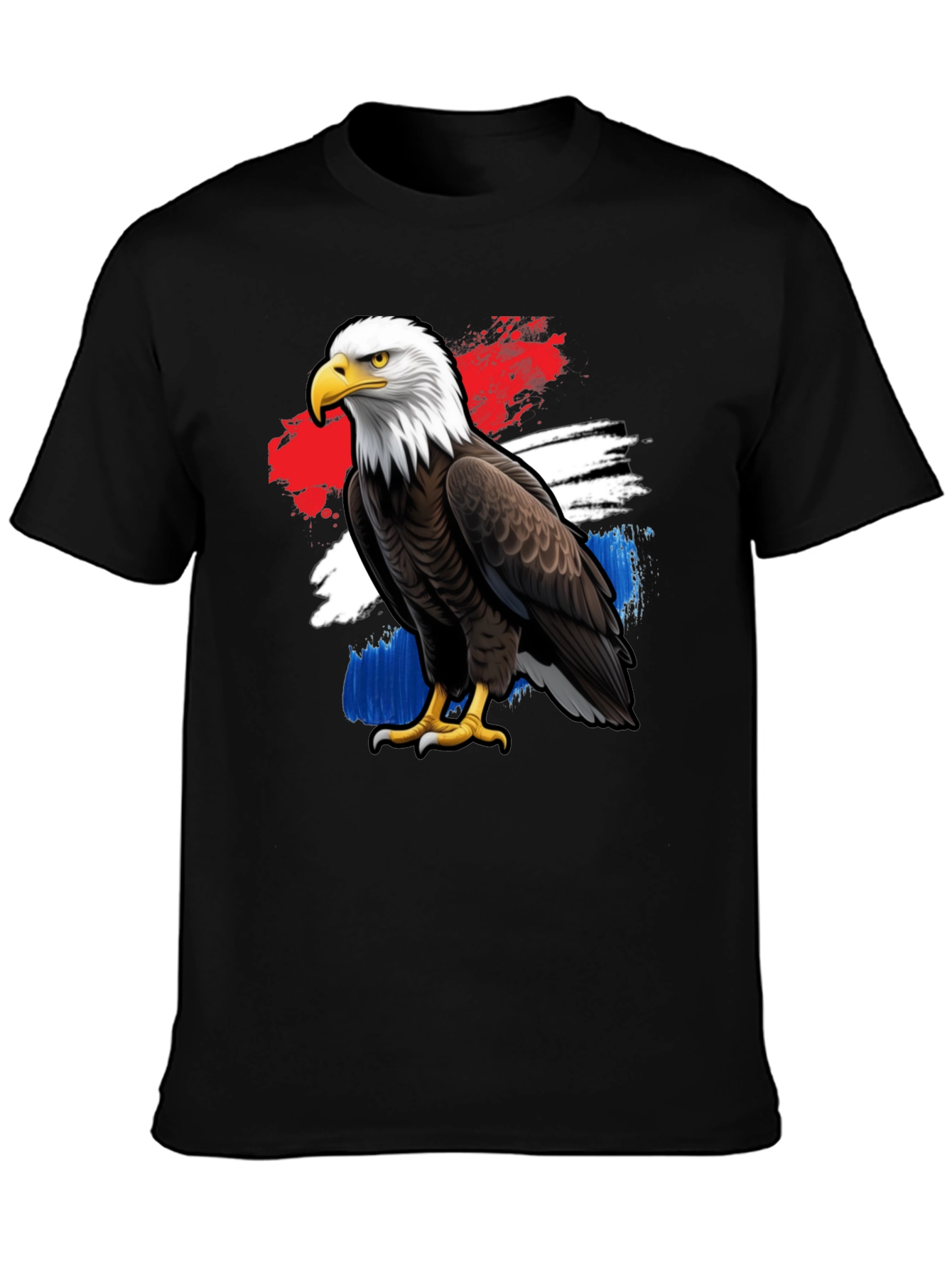 Black Patriotic Eagle Graphic Tee - Black Crew Neck T-Shirt view 3