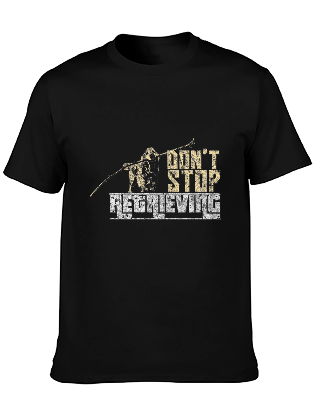 Black Don't Stop Retrieving Men's Black Graphic T-Shirt view 3