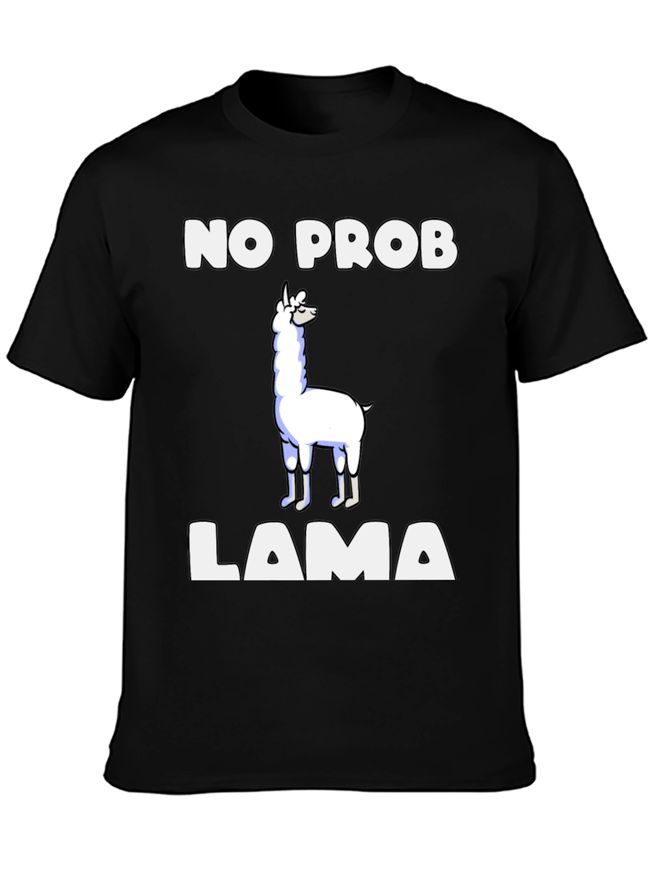Black No Prob Llama T-Shirt view 3