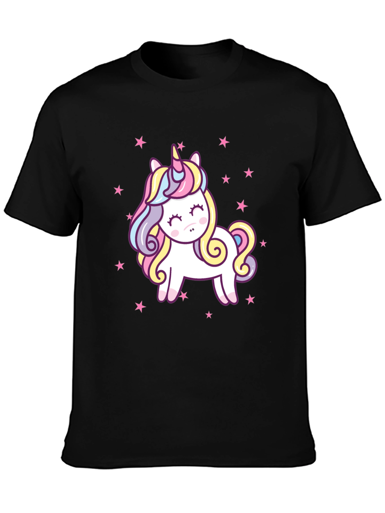 Black Unicorn Star Graphic Black T-Shirt view 3