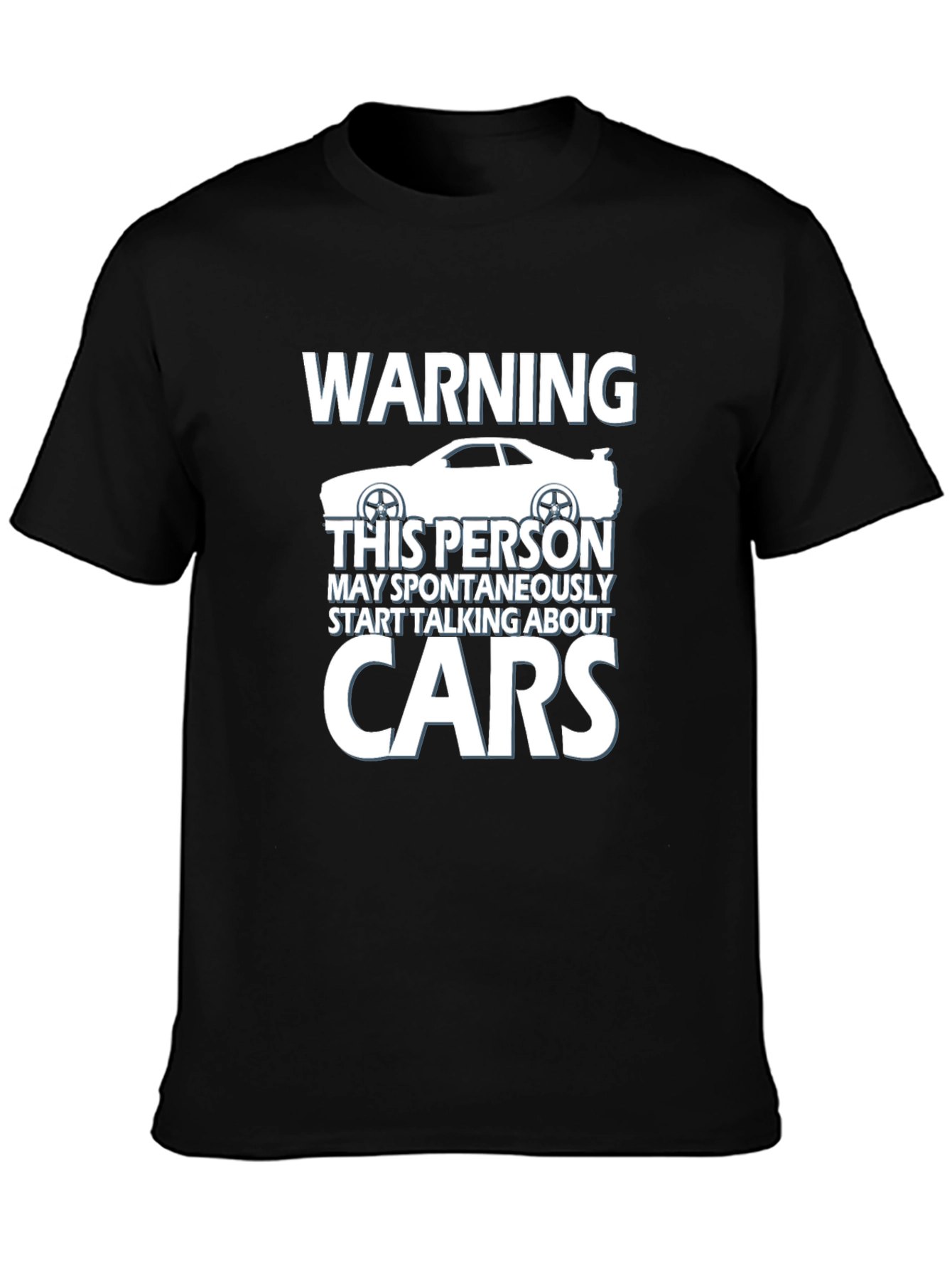 Black Warning: May Spontaneously Talk About Cars T-Shirt view 3