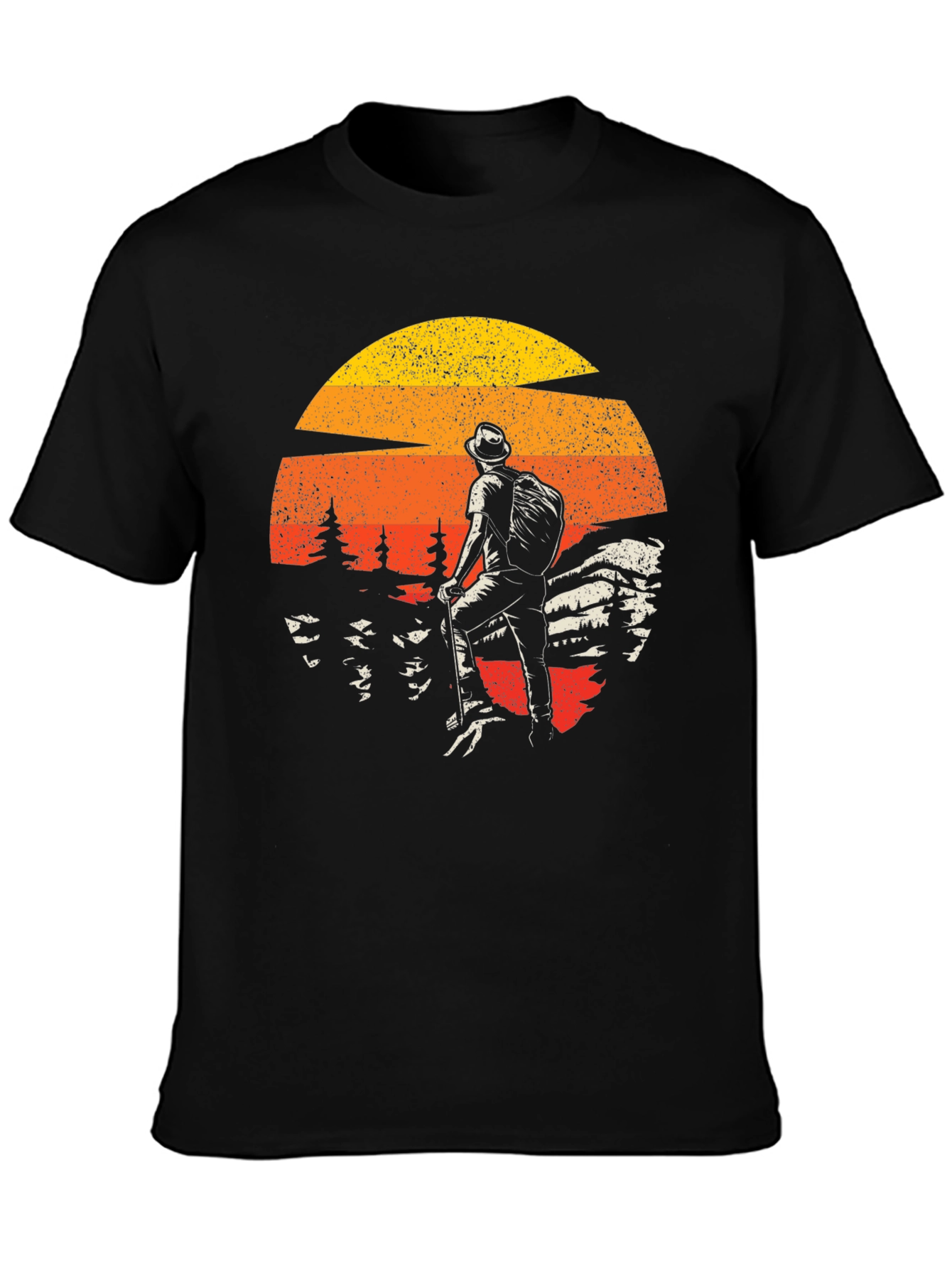 Black Retro Hiker Graphic Tee - Adventure Awaits view 3