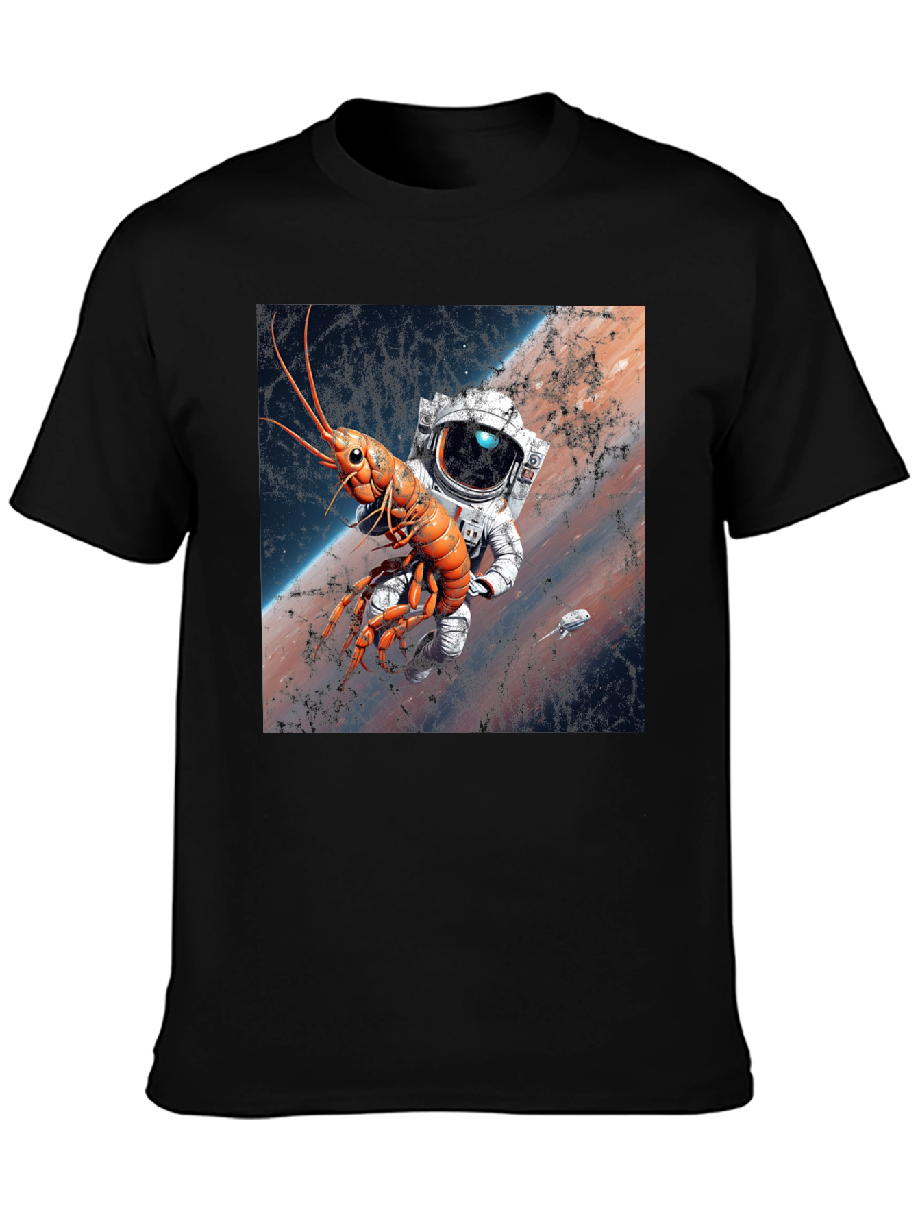 Black Space Lobster Astronaut T-Shirt view 3