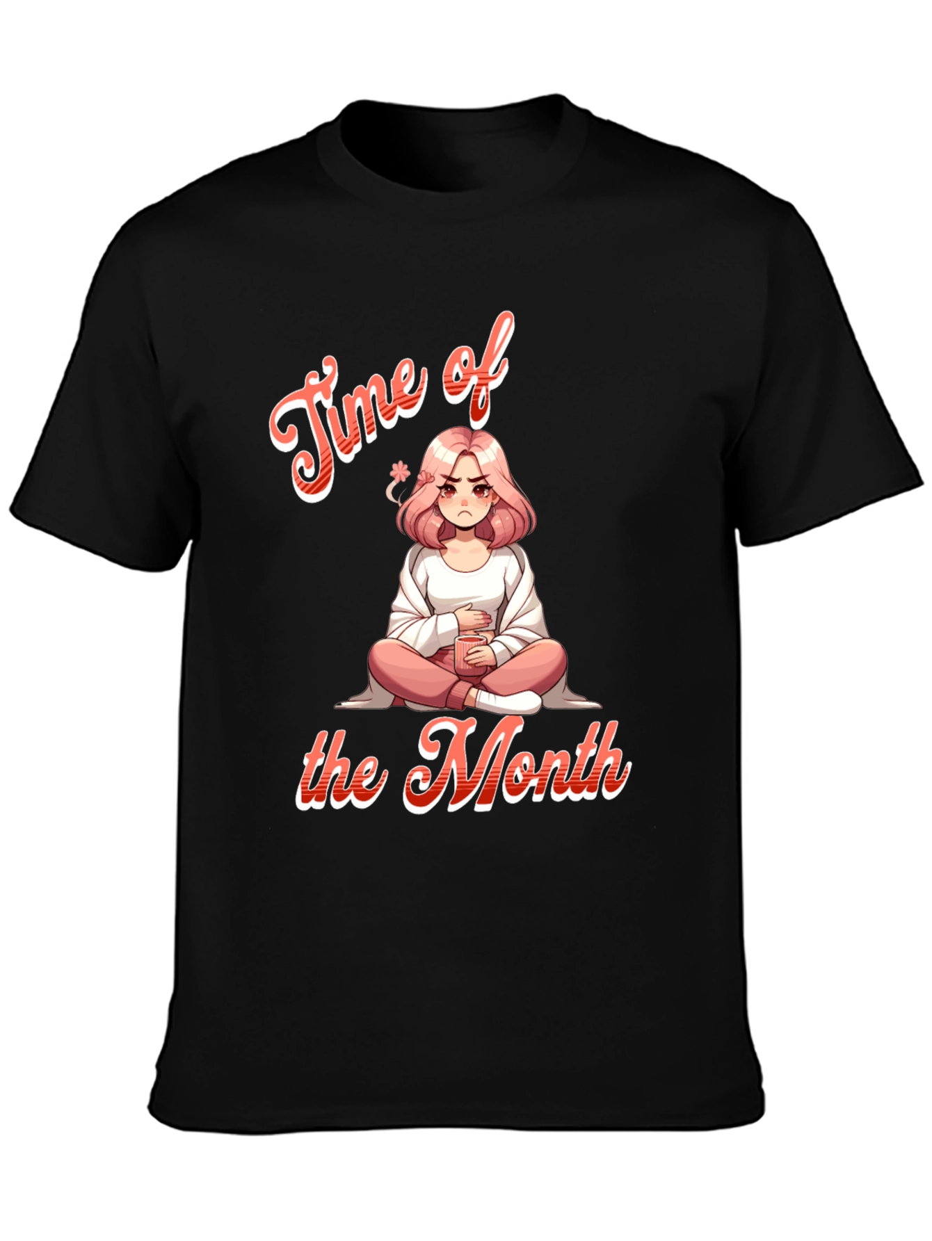 Black Time of the Month Graphic Tee - Funny Period Shirt view 3