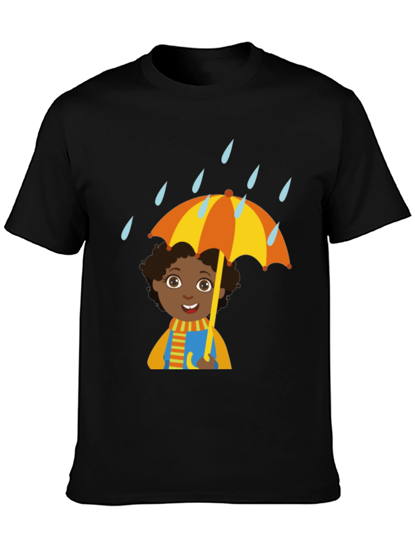 Black Rainy Day Cartoon T-Shirt view 3