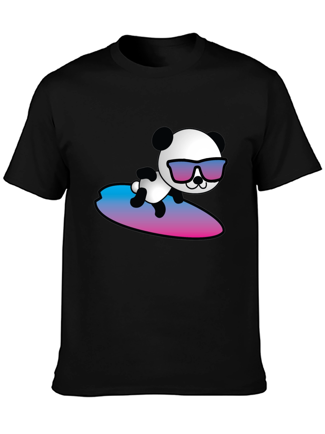 Black Surfing Panda T-Shirt - Cool Graphic Tee view 3