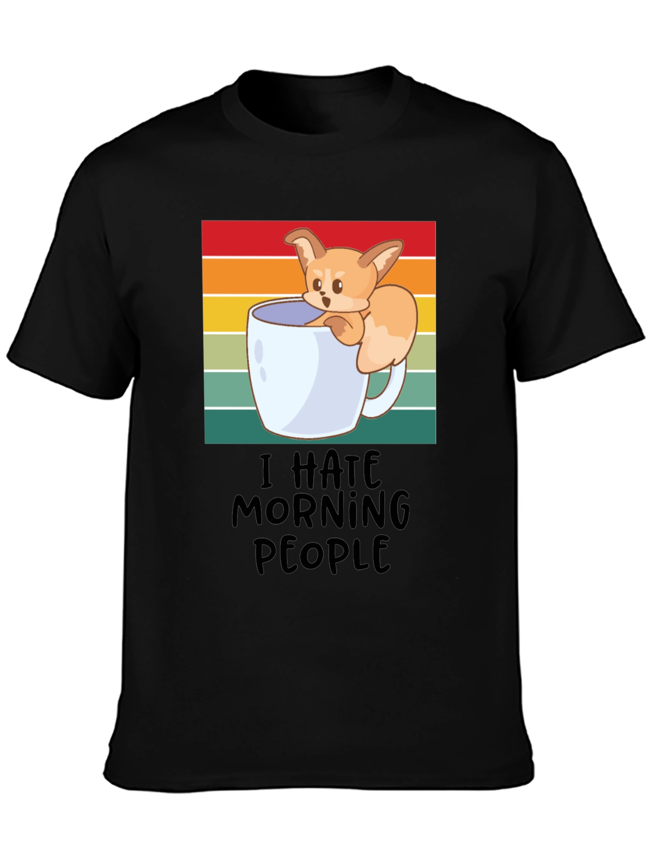 Black I Hate Morning People Fox Graphic Tee view 3