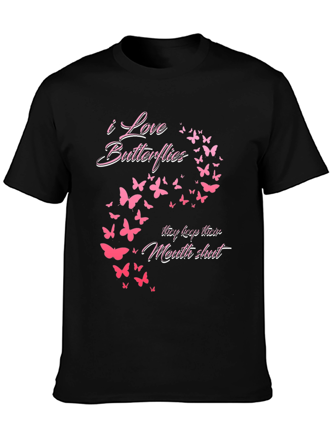 Black I Love Butterflies Graphic Tee - Black view 3